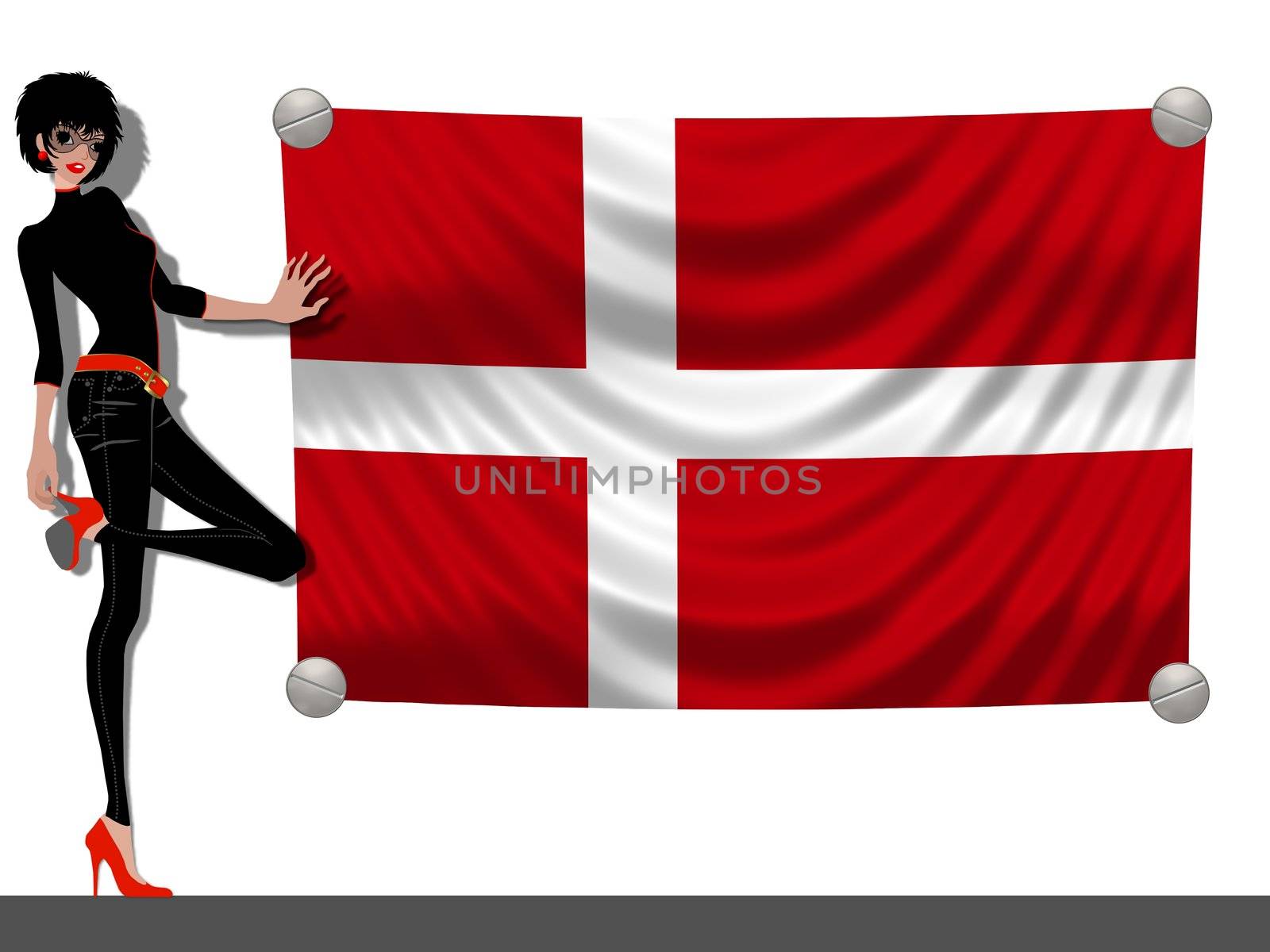 Girl with a Flag of Denmark