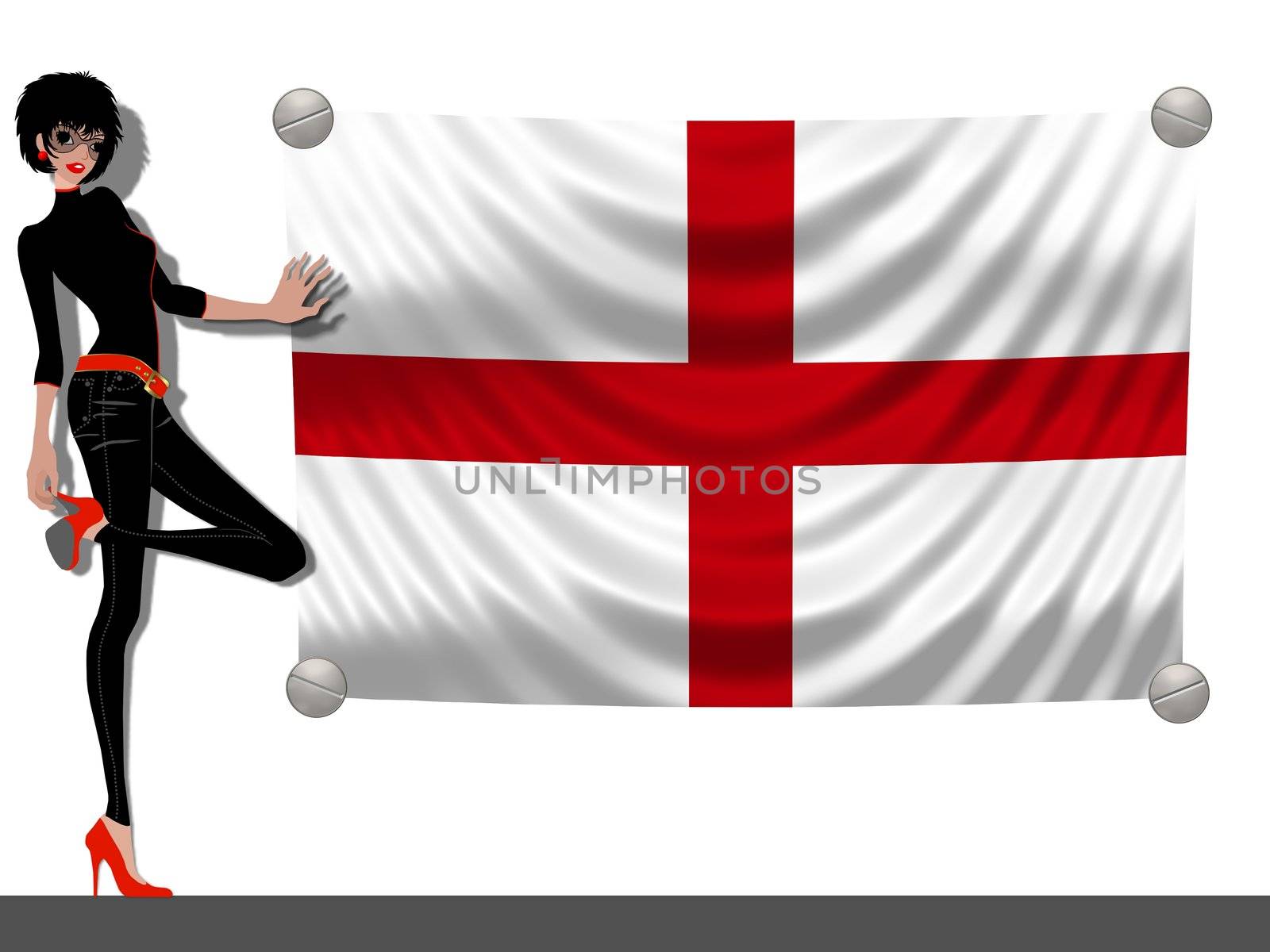 Girl with a Flag of England by peromarketing