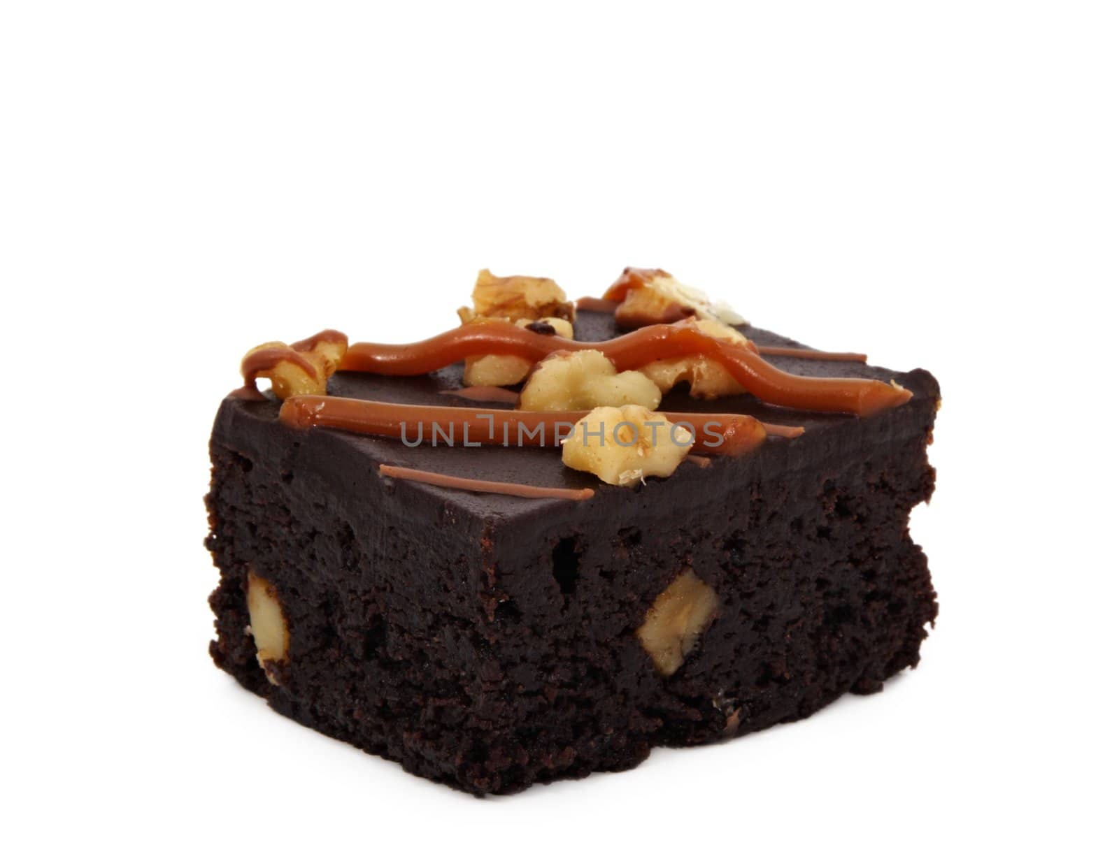brownies with nuts, isolated on white