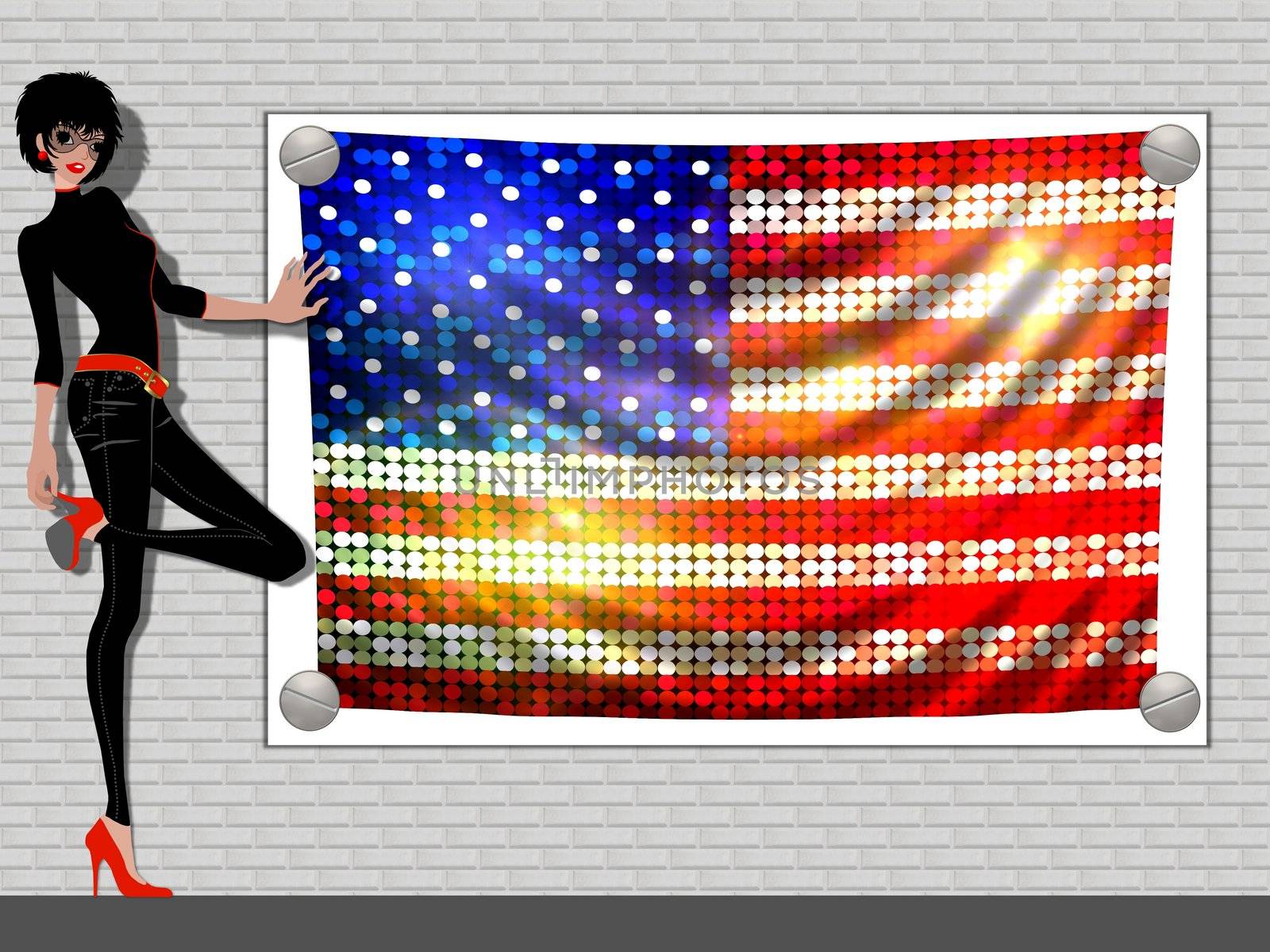 Girl with a Flag of the USA by peromarketing