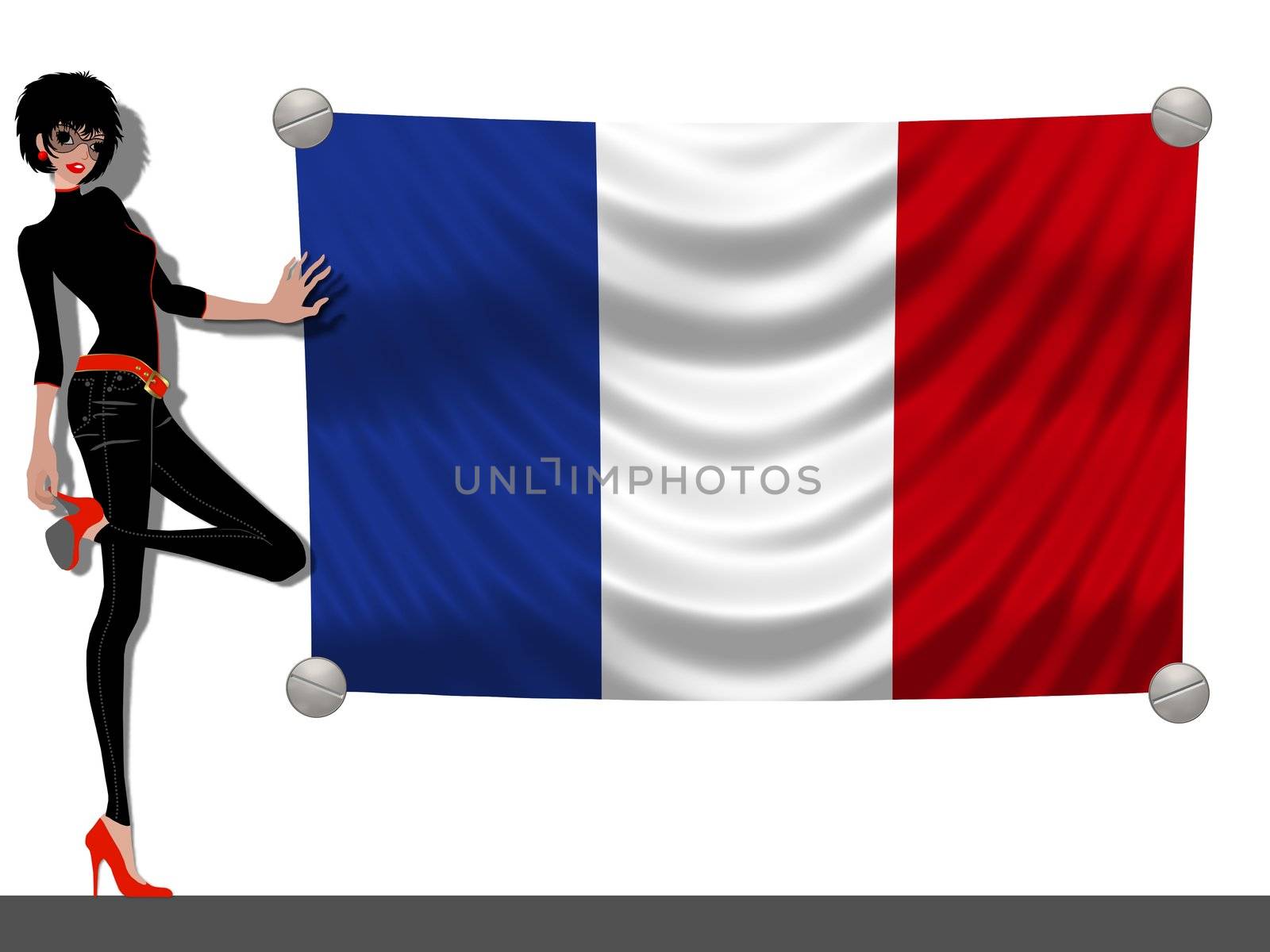 Girl with a Flag of France