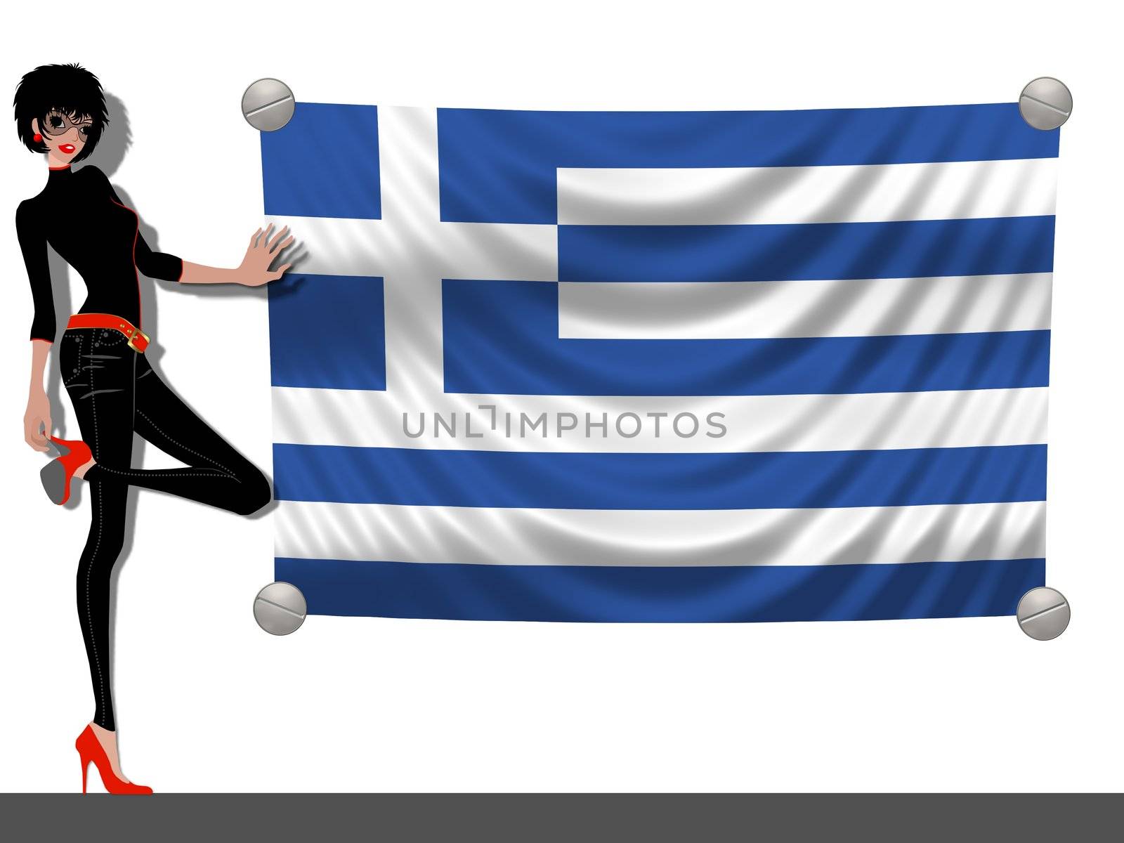 Girl with a Flag of Greece