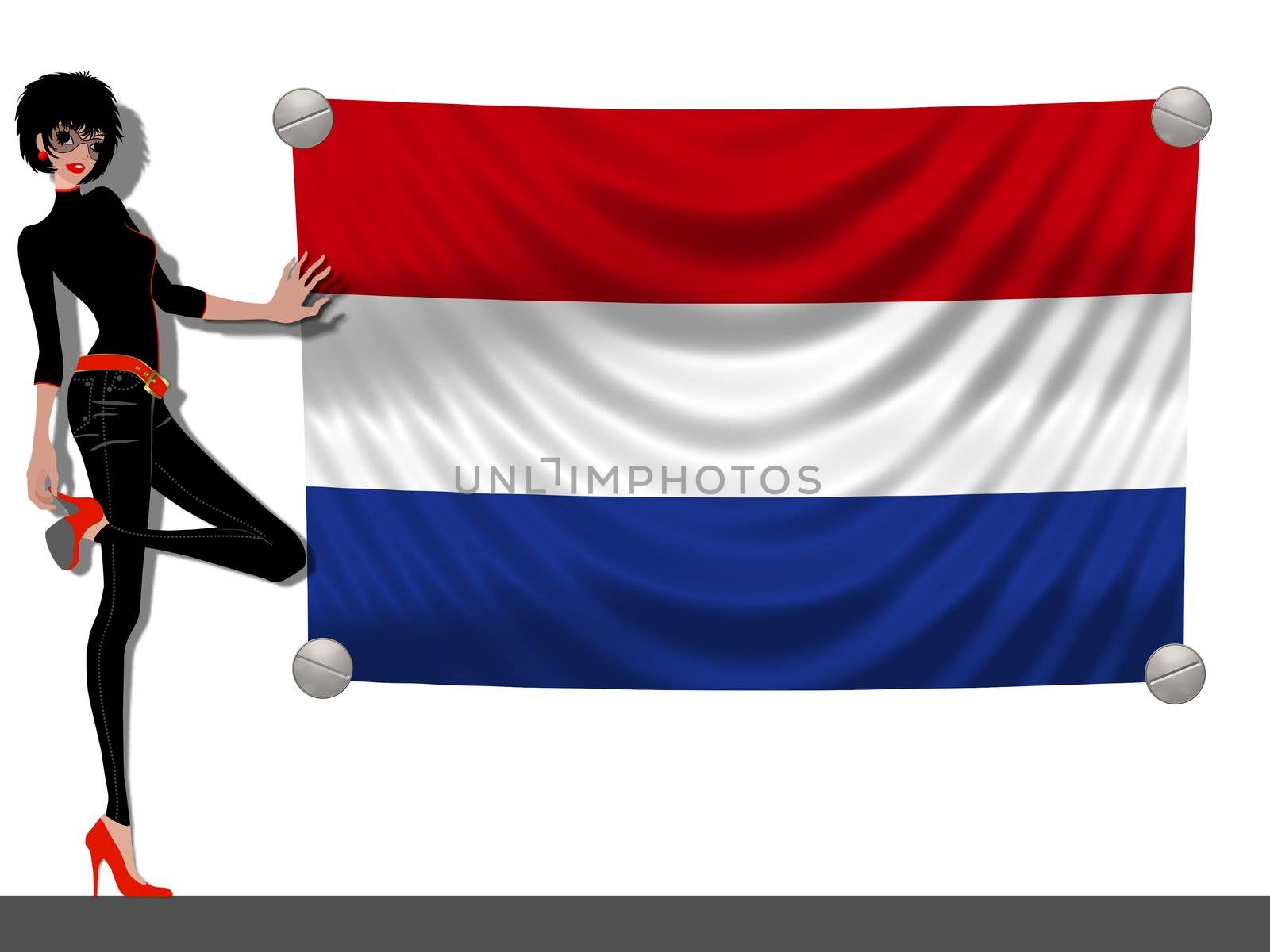 Girl with a Flag of the Netherlands by peromarketing