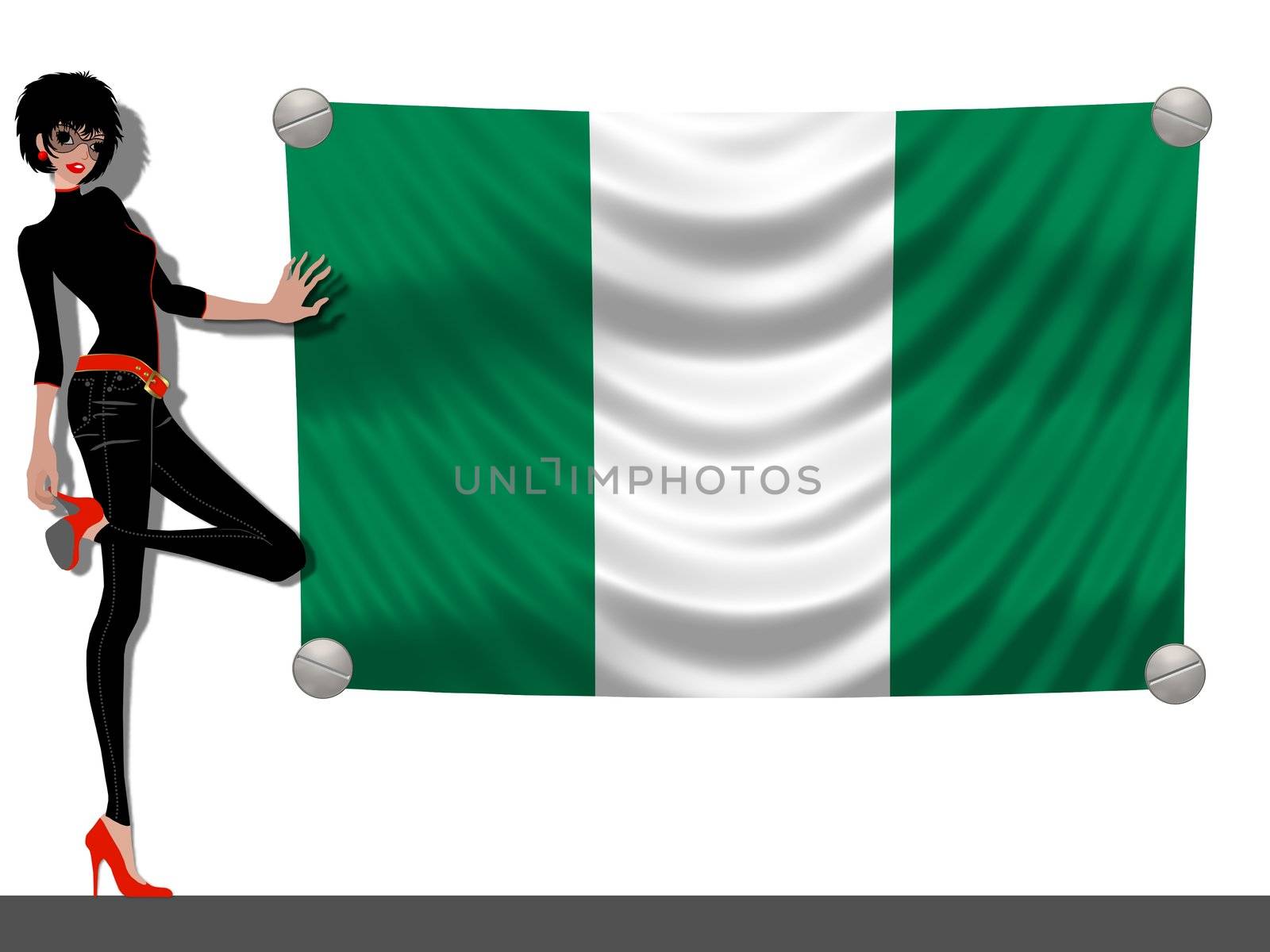 Girl with a Flag of Nigeria by peromarketing