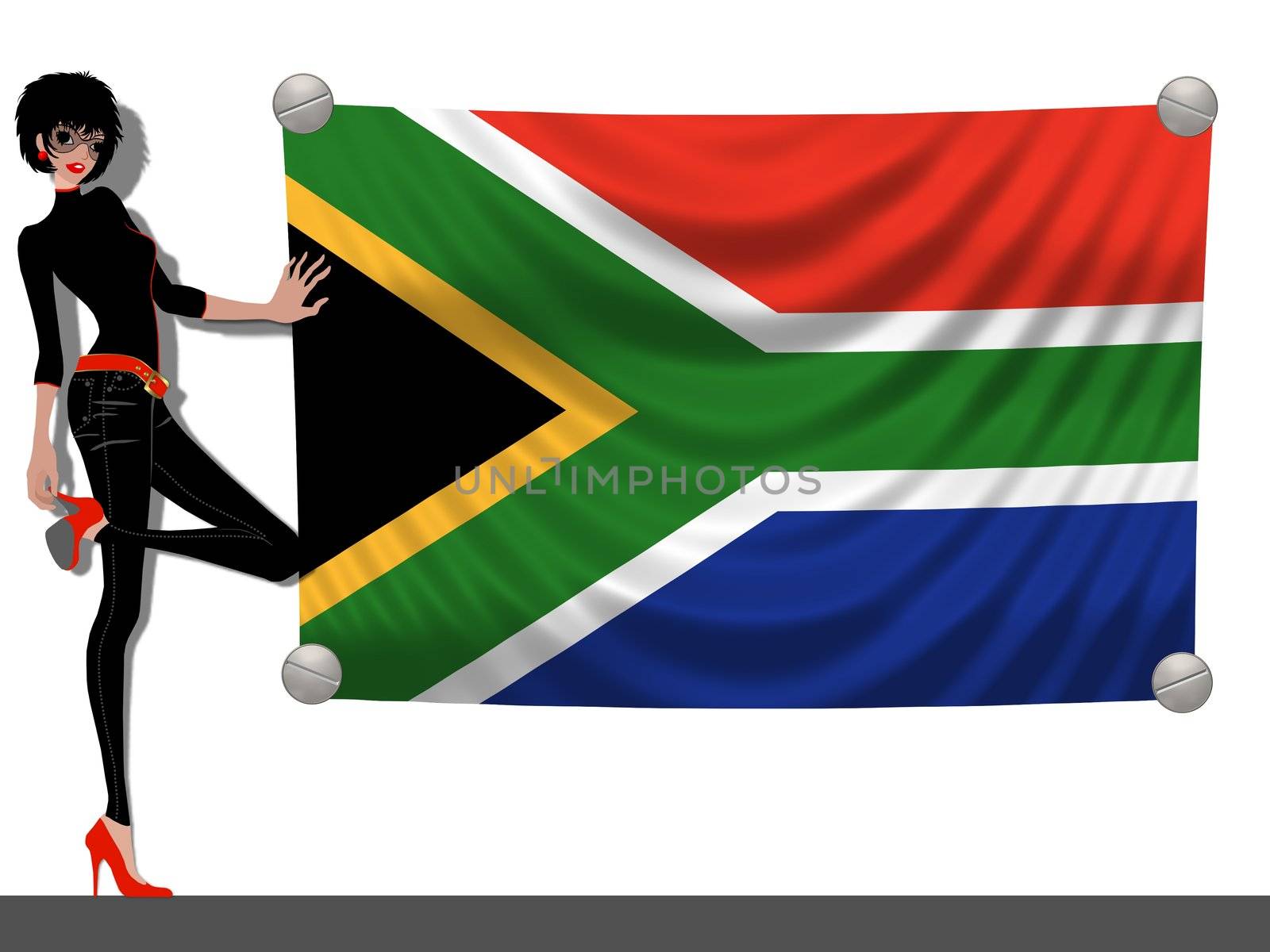 Girl with a Flag of South Africa