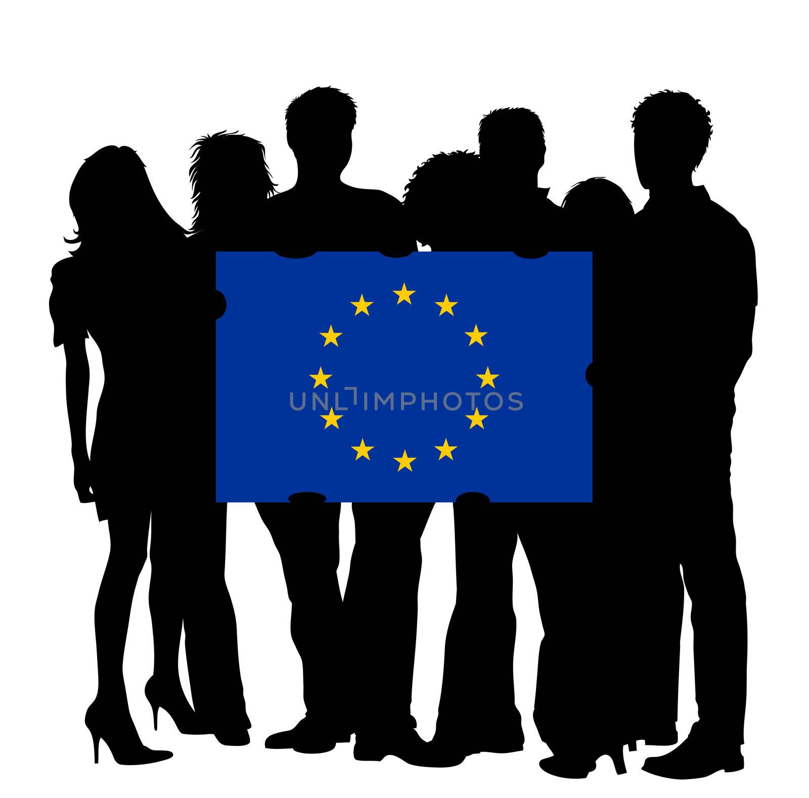 Young People with a Flag of the EU by peromarketing