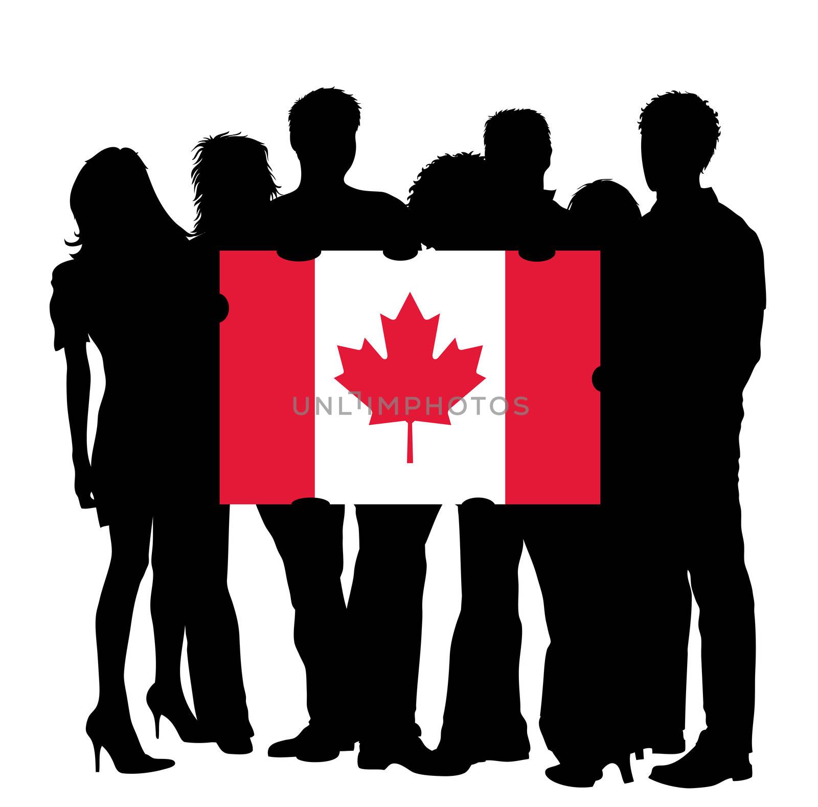 Young People with a Flag of Canada by peromarketing