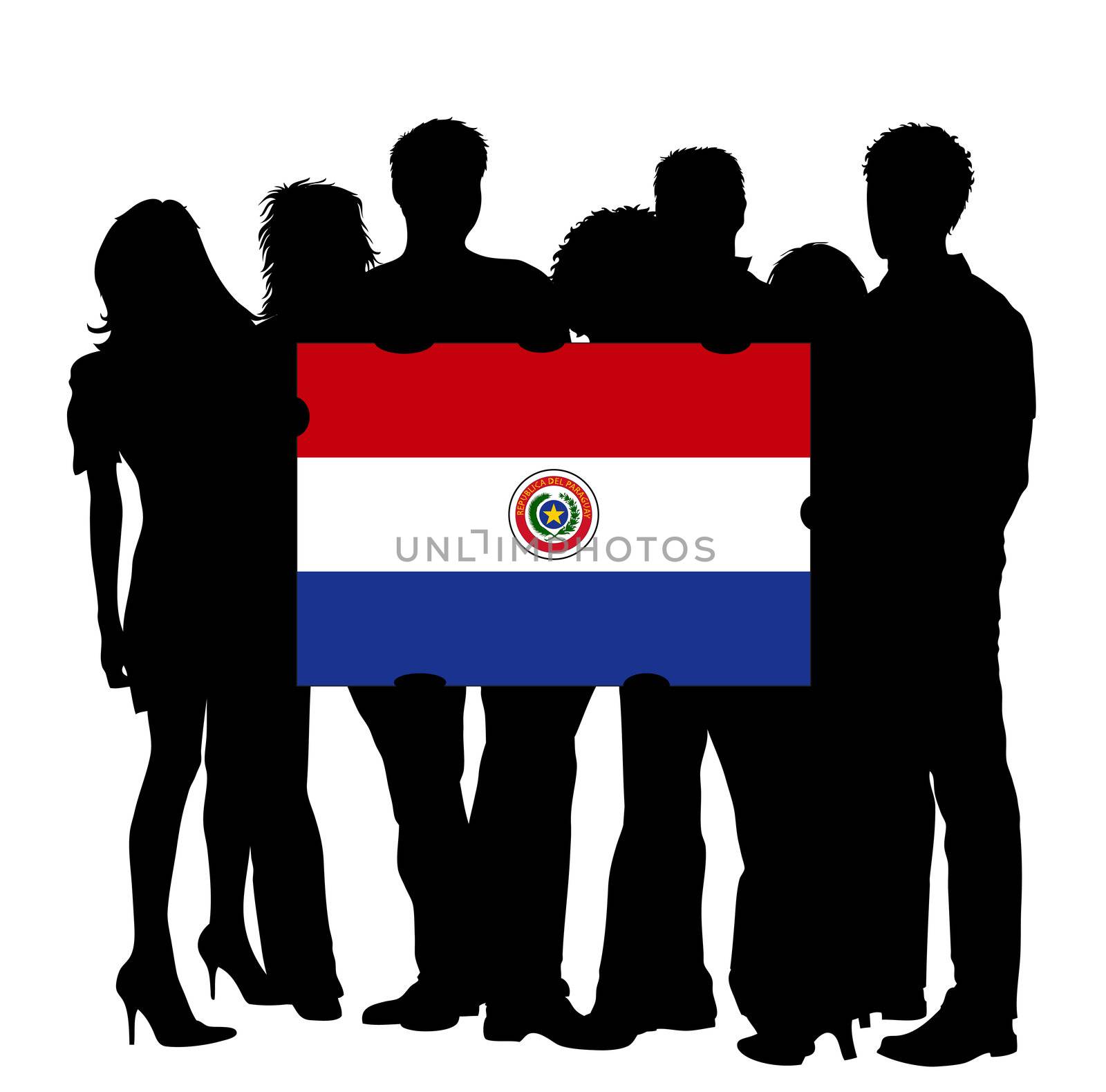 Young People with a Flag of Paraguay by peromarketing