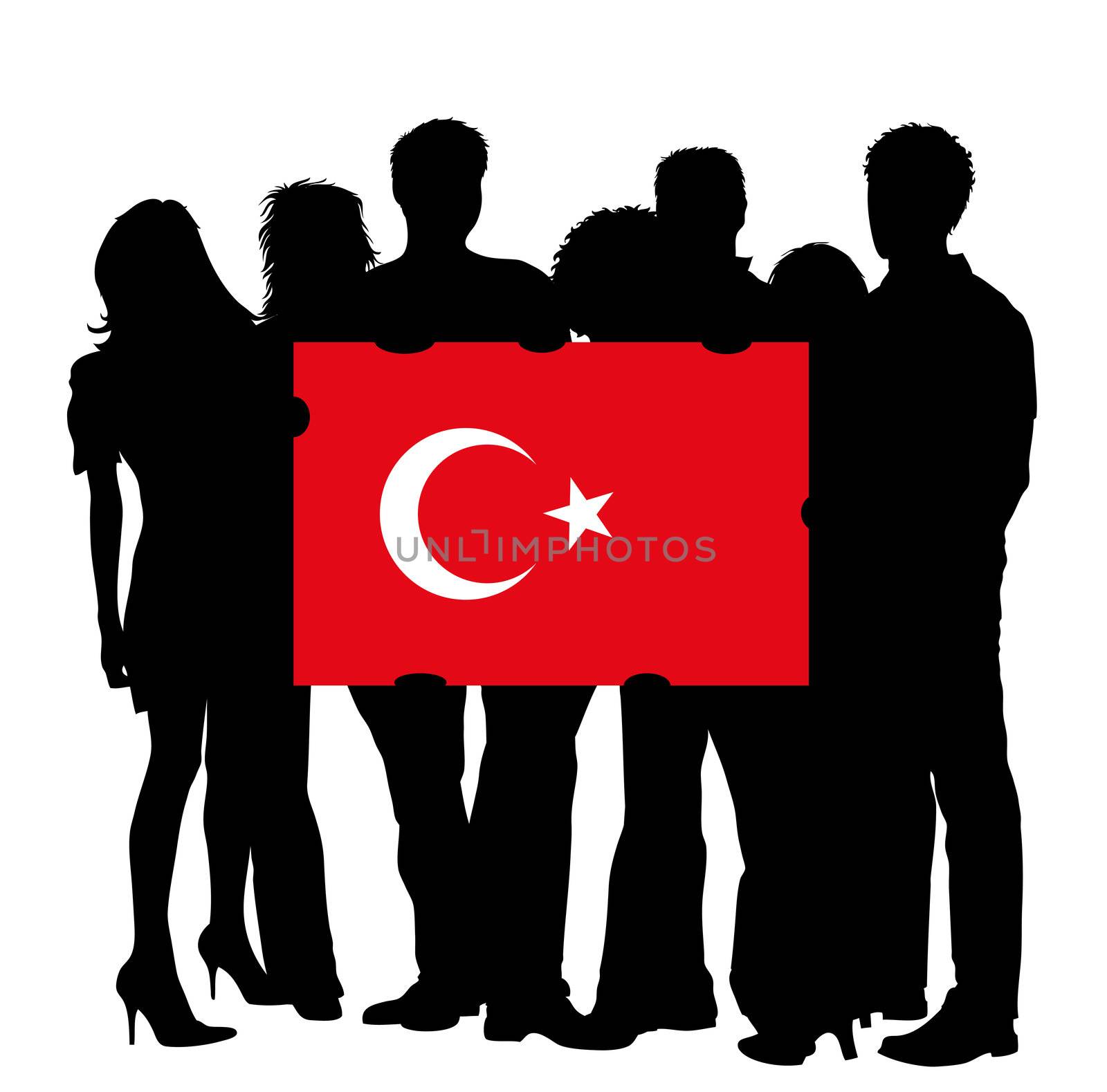 Young People with a Flag of Turkey by peromarketing