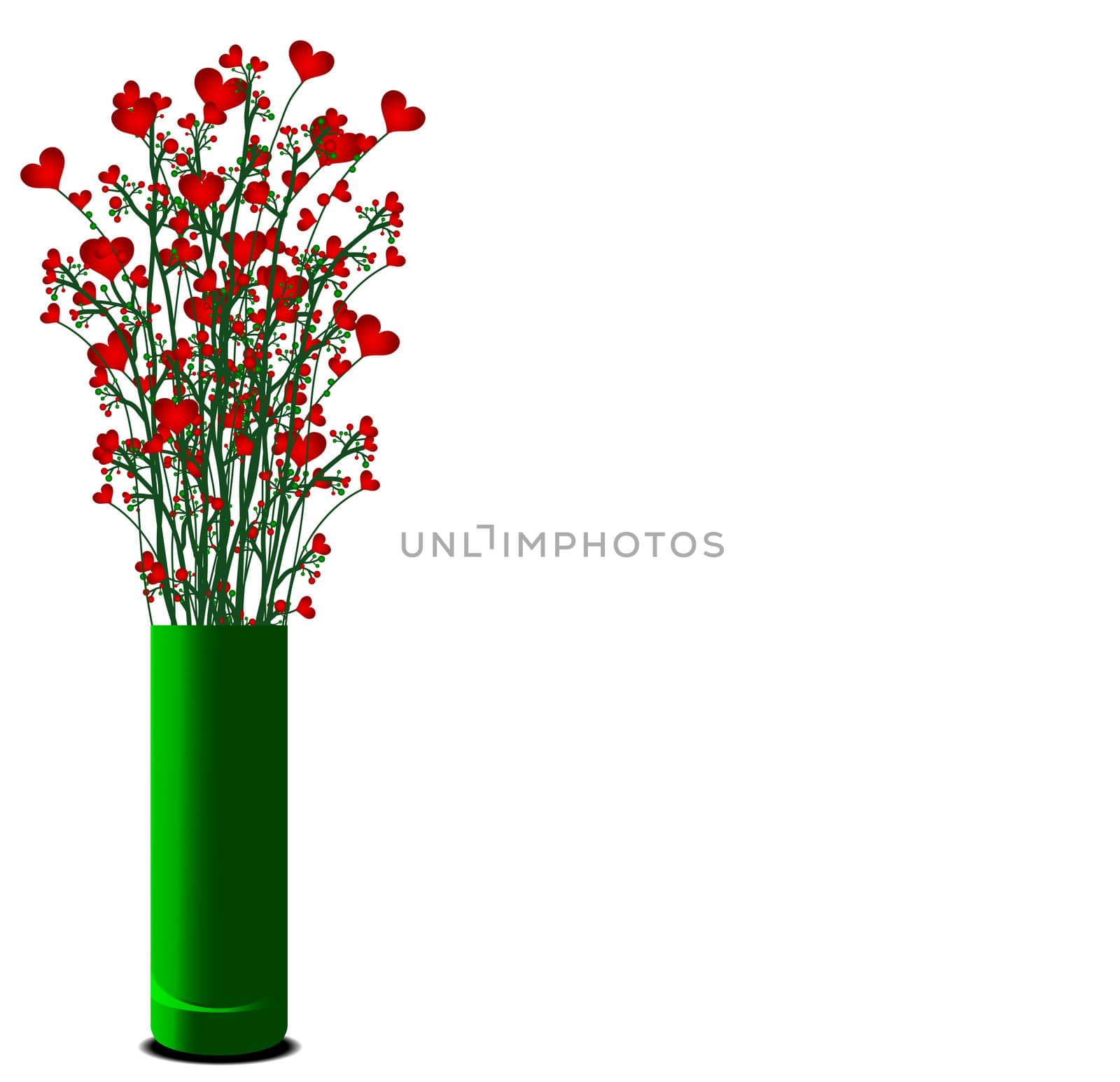 vase with red heart flowers by peromarketing