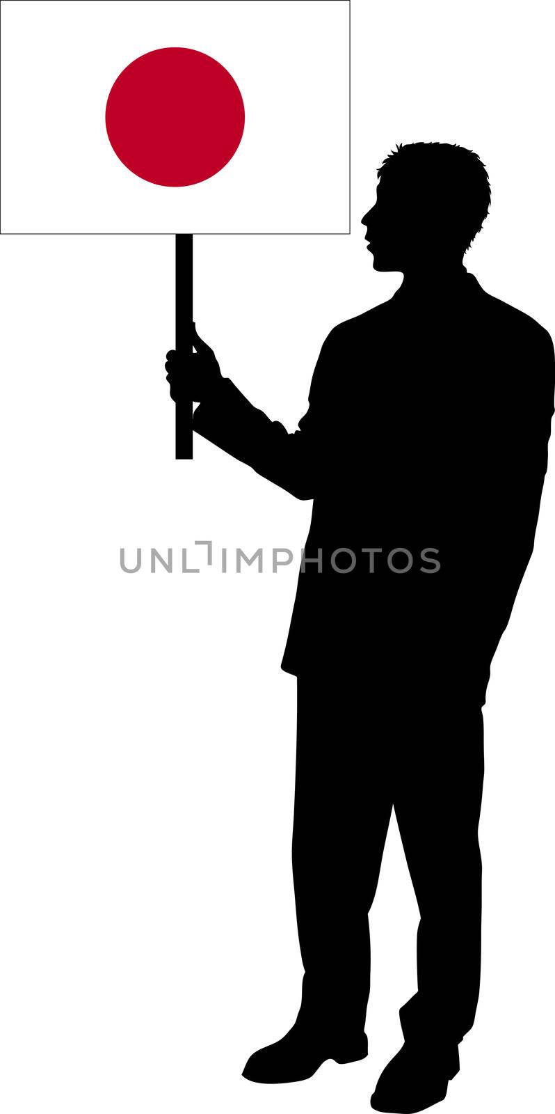 Silhouette with the Flag of Japan