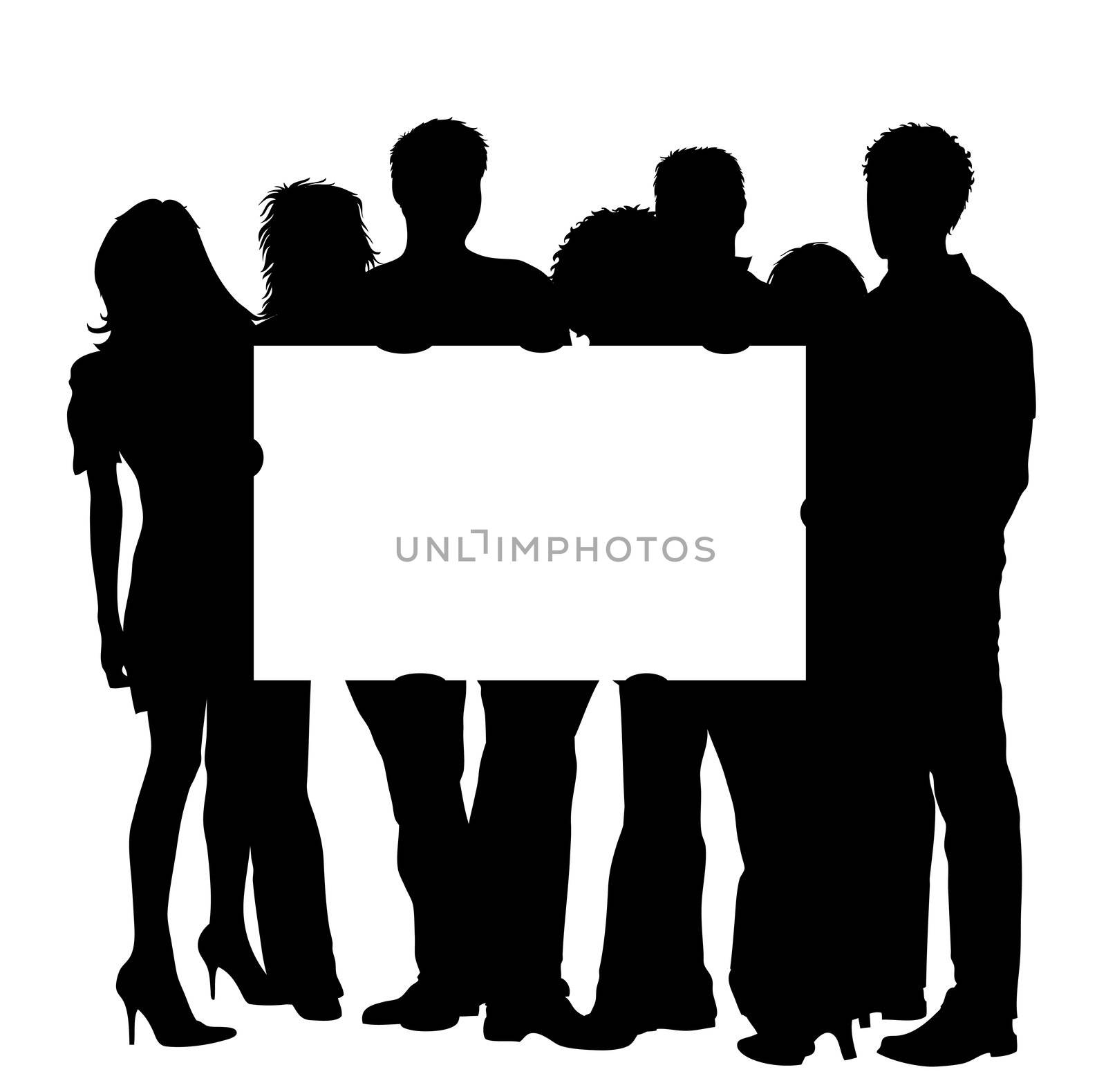 Young People with blank Placard by peromarketing