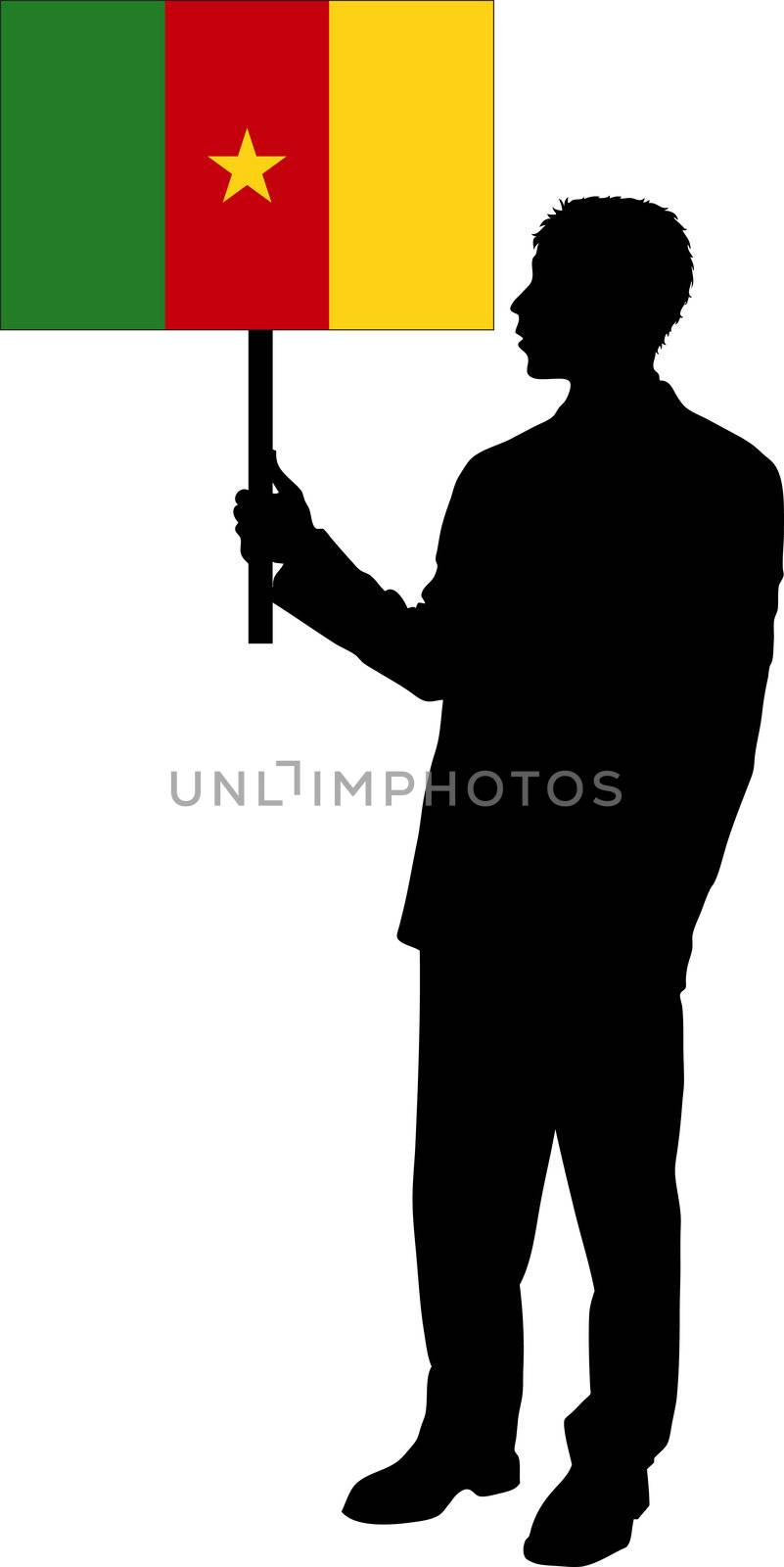 Silhouette with the Flag of Cameroon