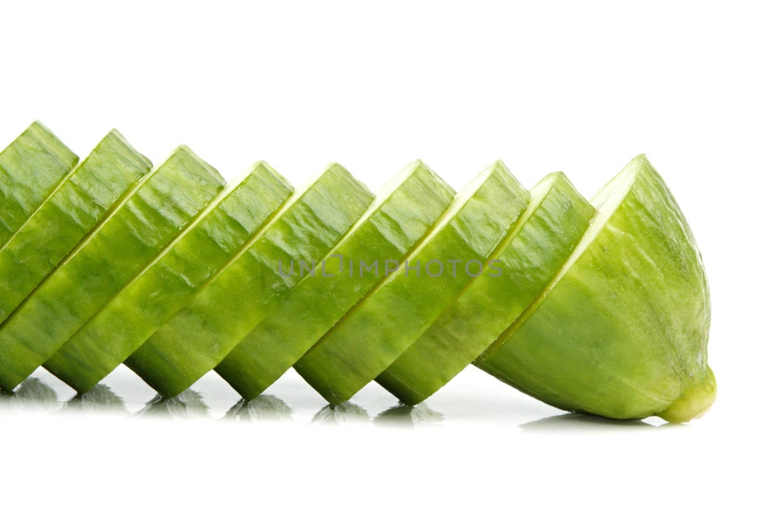 slices of cucumbers isolated on white