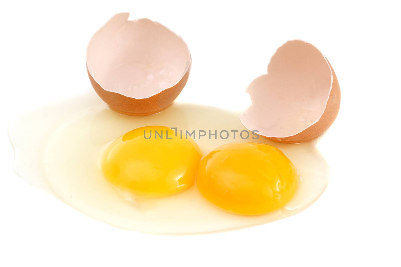 broken egg, white background