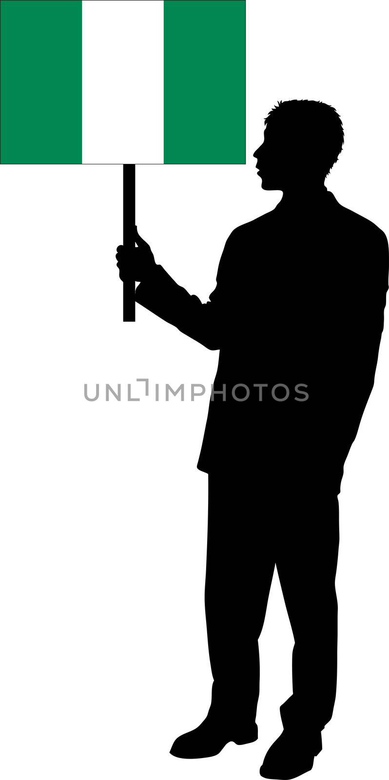 Silhouette with the Flag of Nigeria