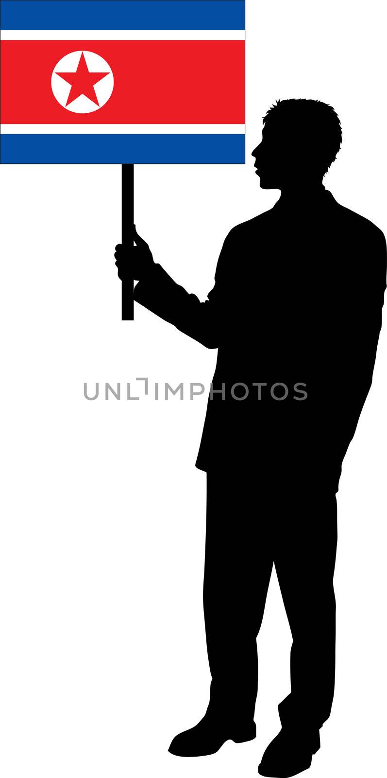 Silhouette with the Flag of North Korea