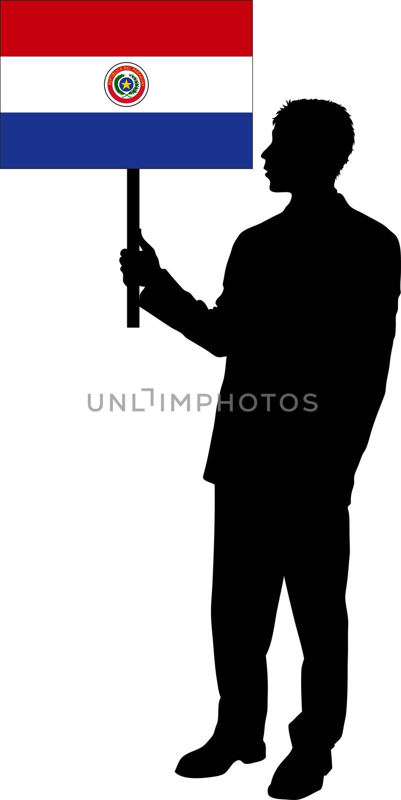 Silhouette with the Flag of Paraguay by peromarketing