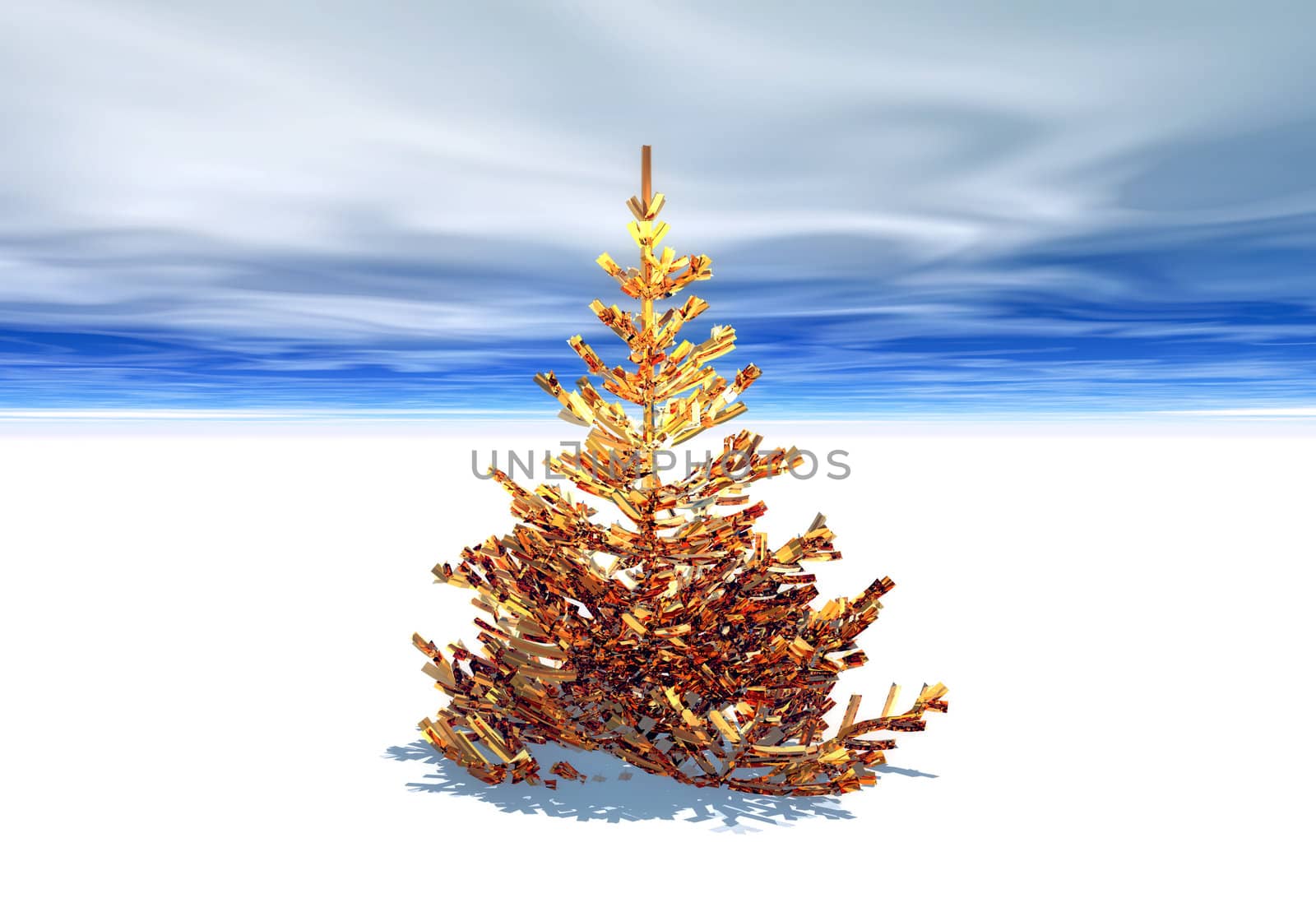 abstract creative fantastic image gold christmas tree