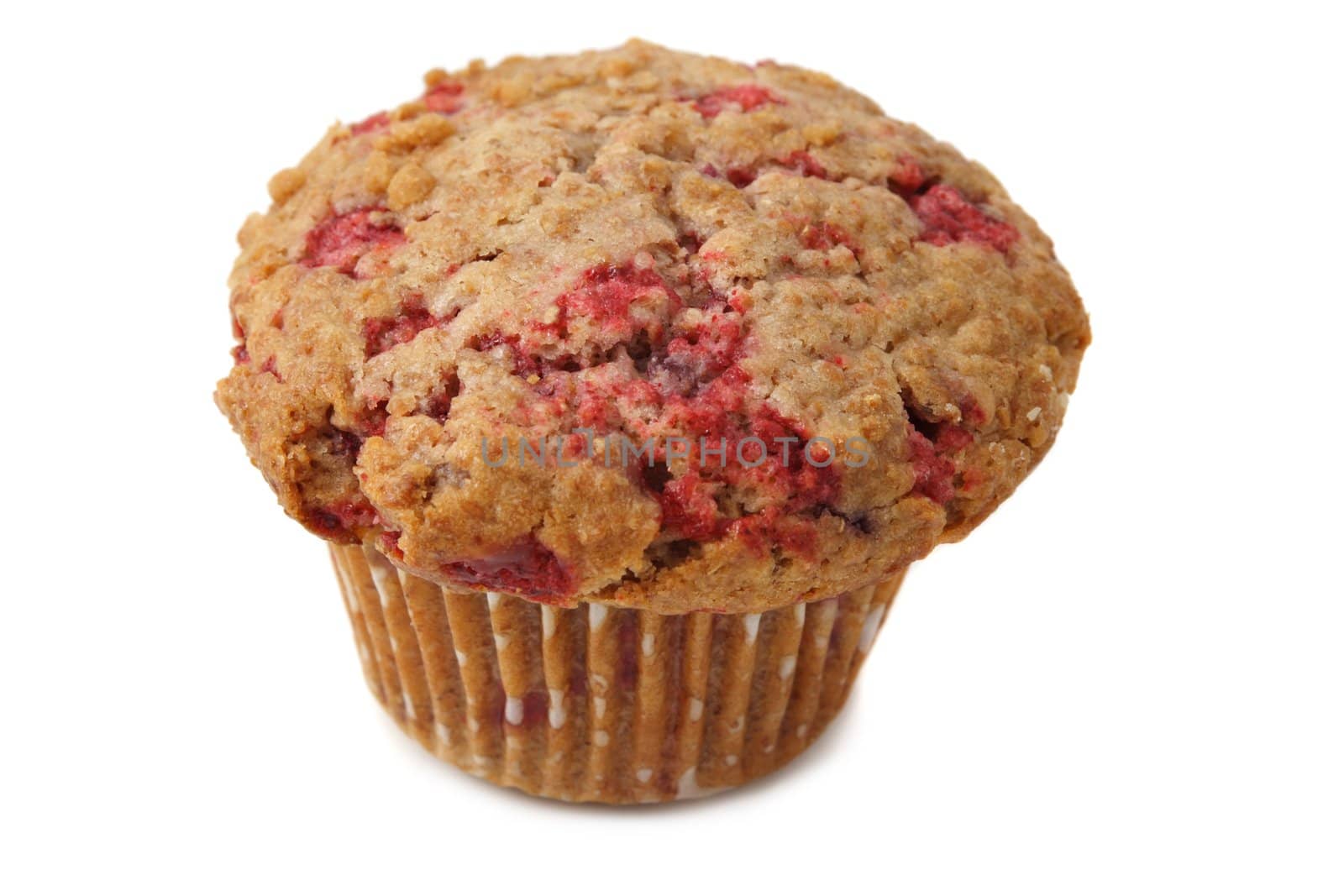 raspberry muffin, white background