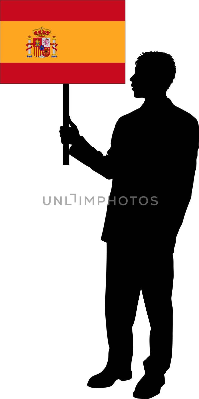 Silhouette with the Flag of Spain