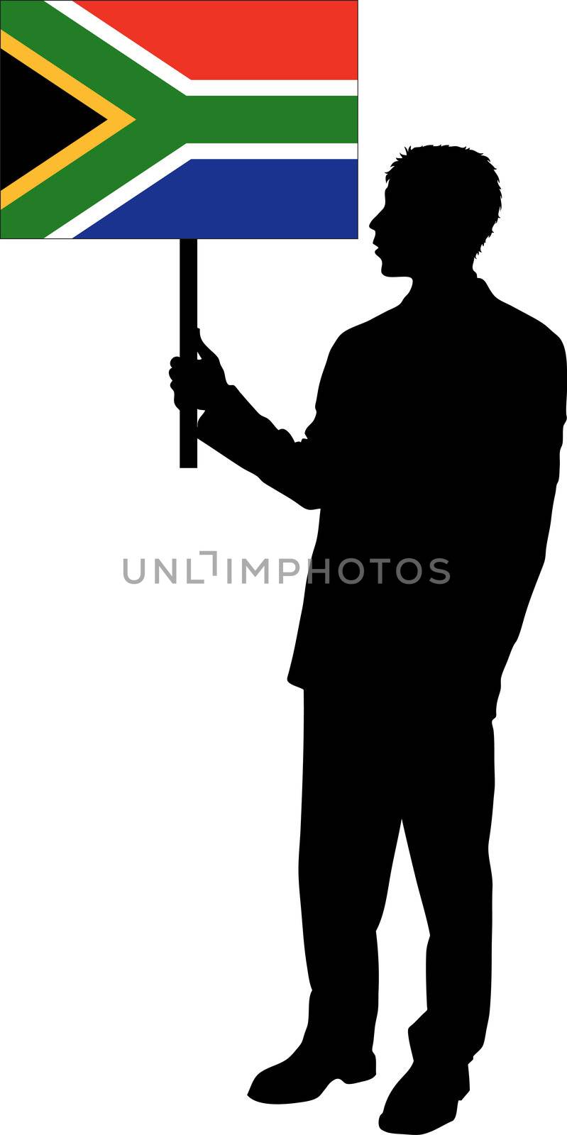 Silhouette with the Flag of South Africa