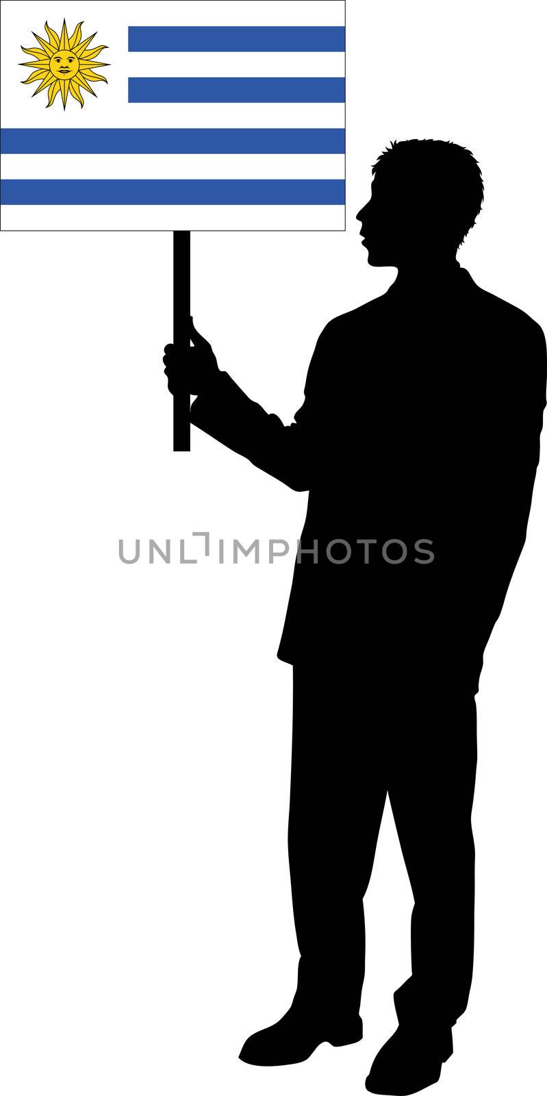Silhouette with the Flag of Uruguay
