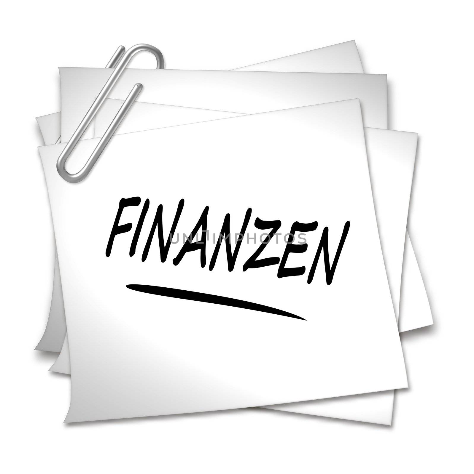 German Memo with Paper Clip - Finanzen