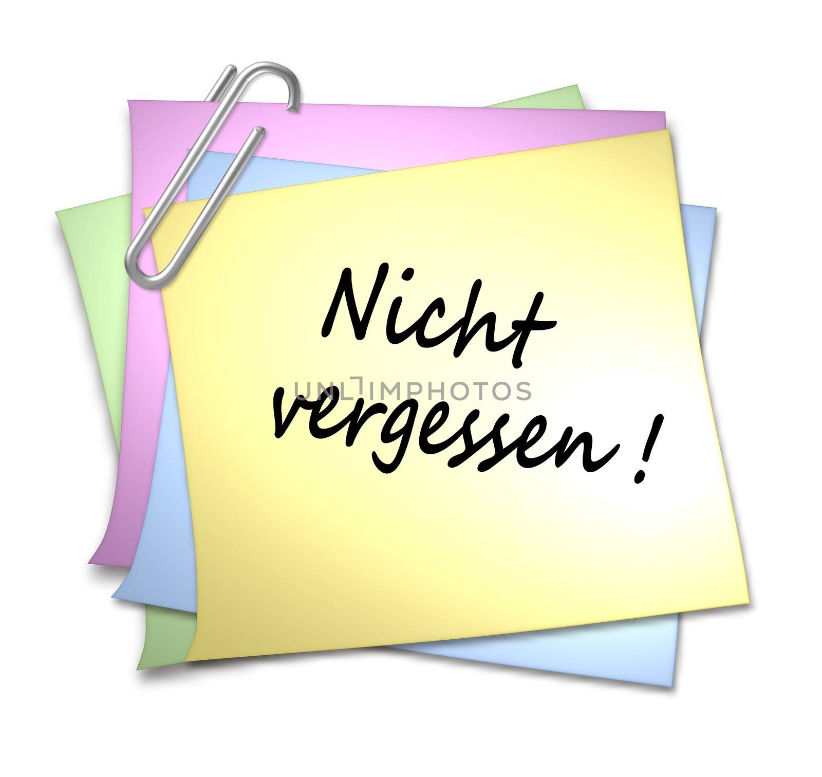 German Memo with Paper Clip - Nicht vergessen by peromarketing