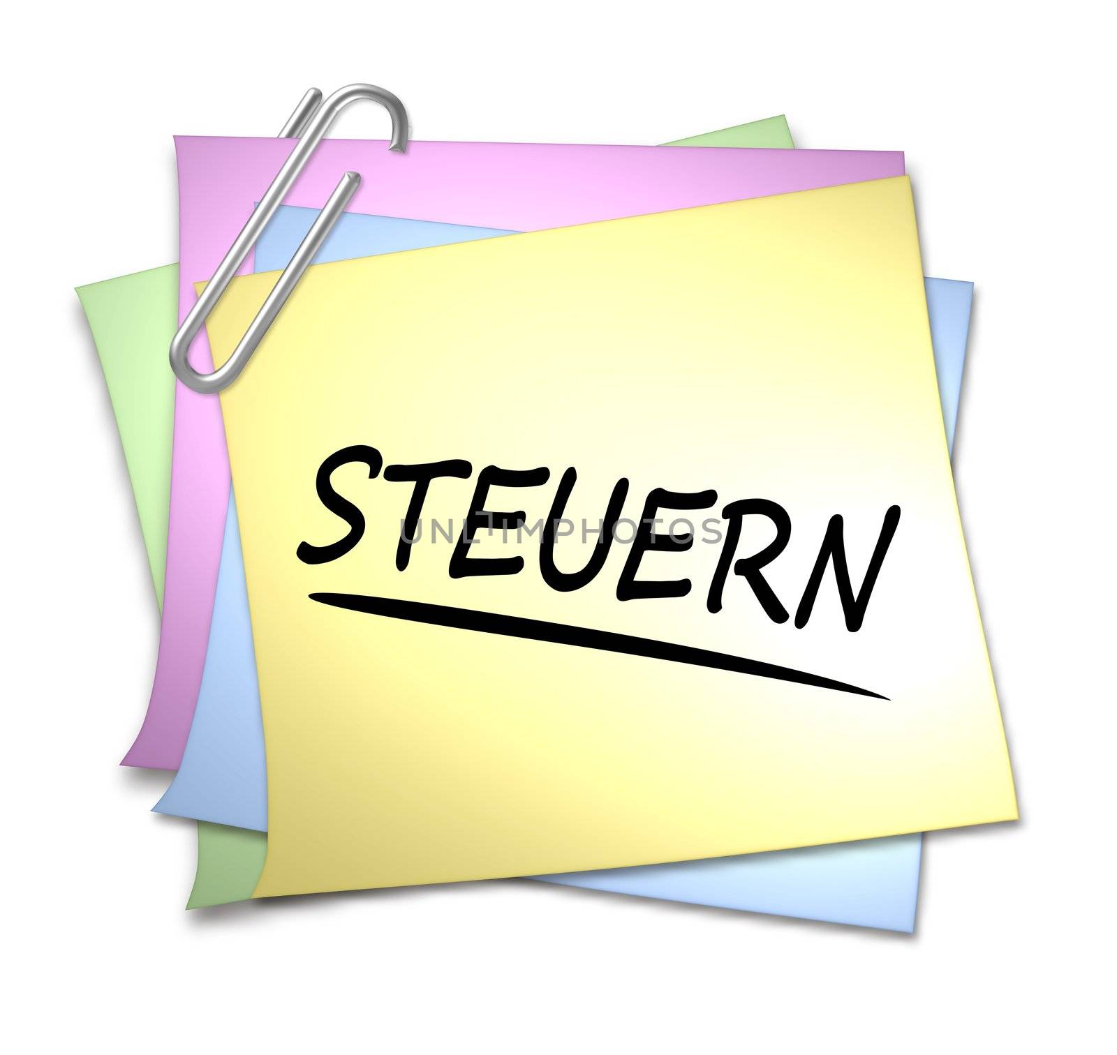 German Memo with Paper Clip - Steuern