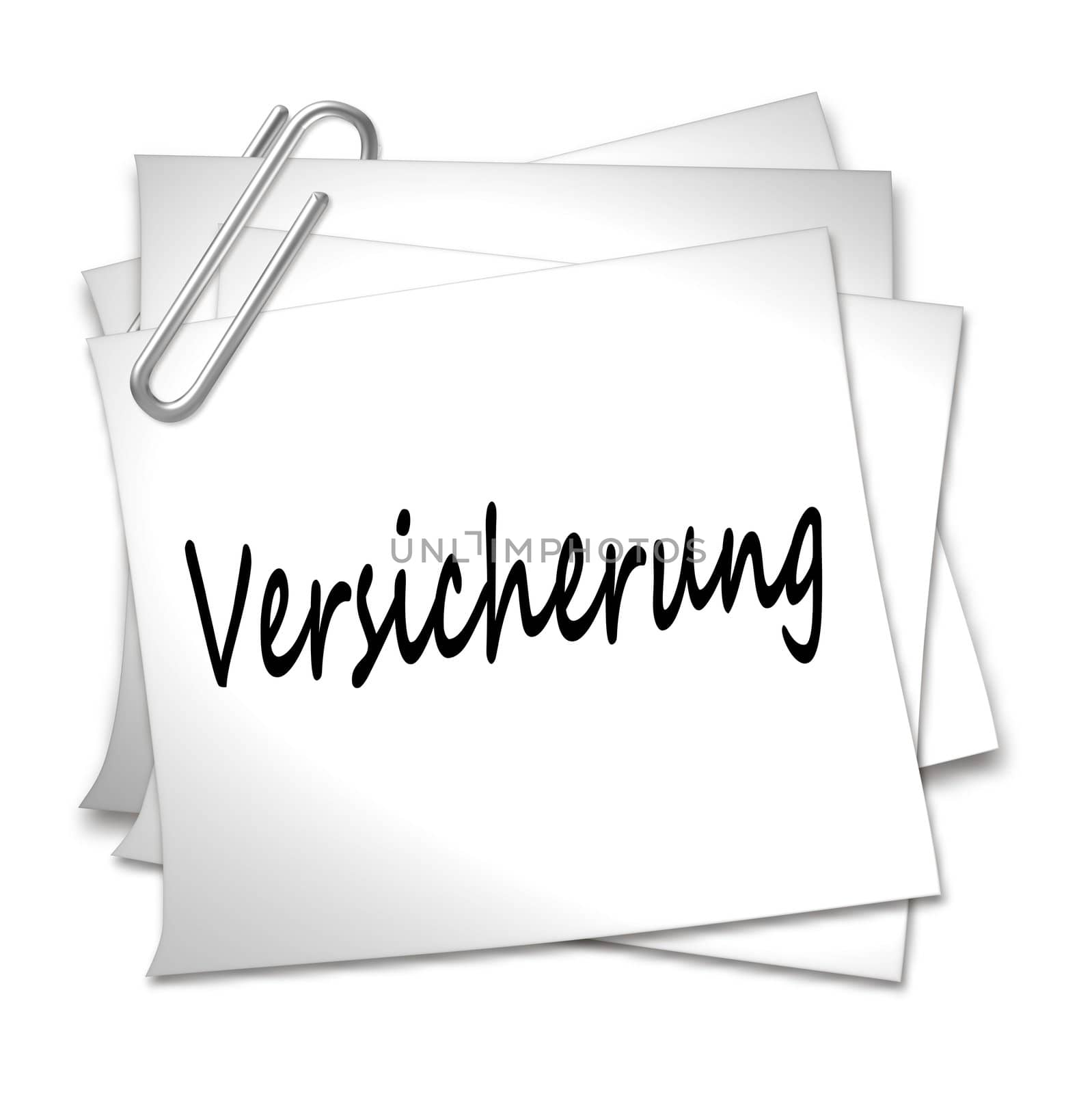 German Memo with Paper Clip - Versicherung