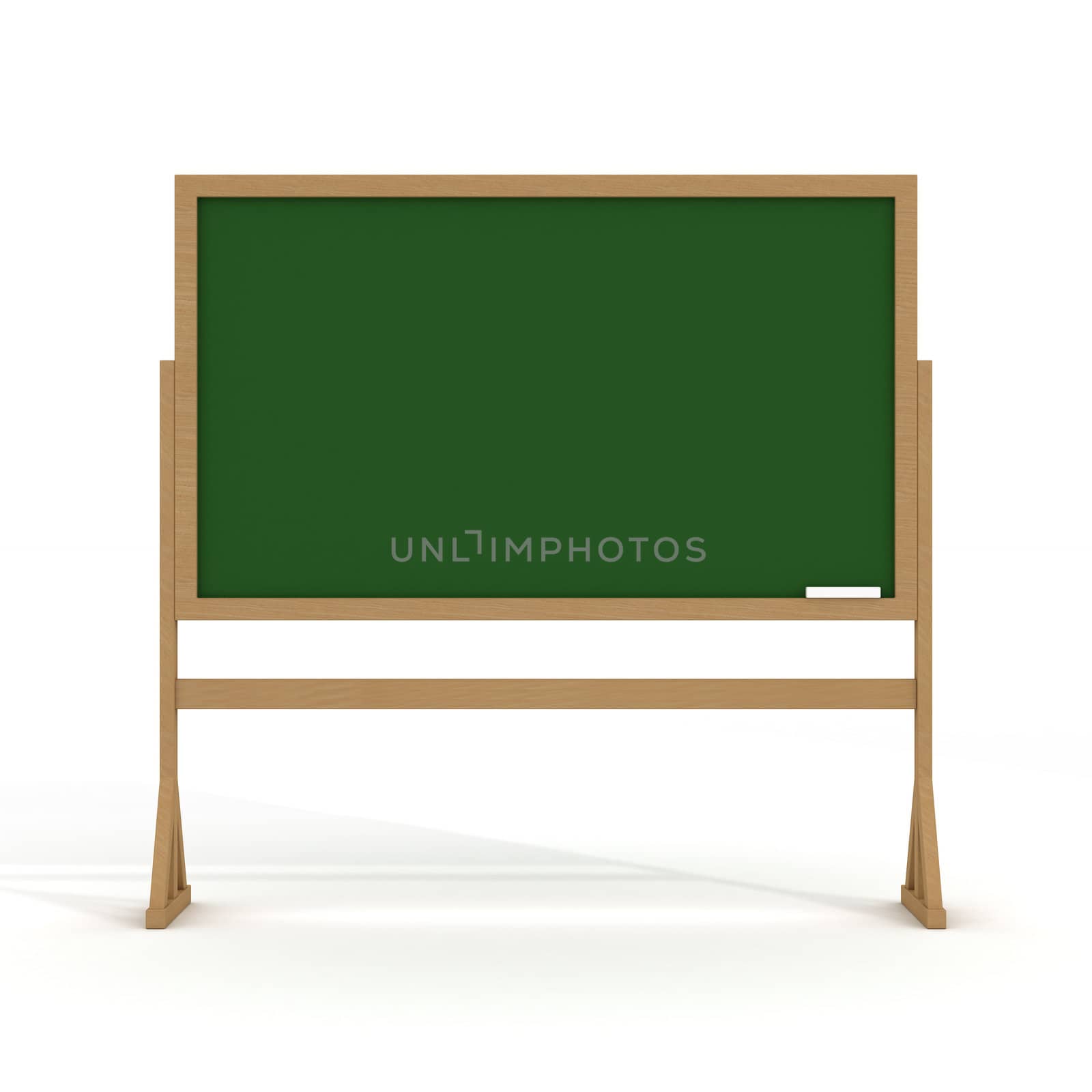 Blackboard with a chalk on a white background. 3D image.