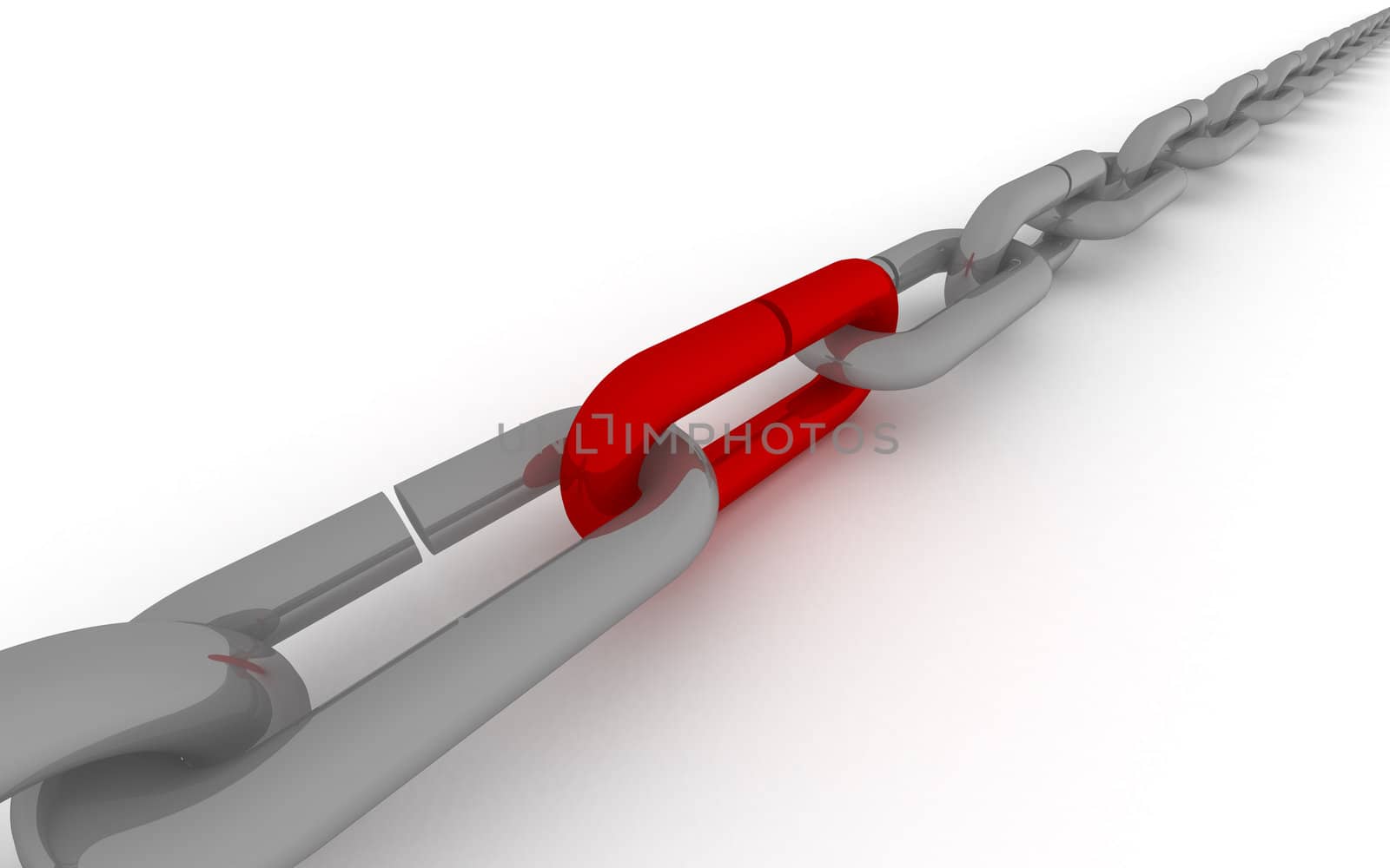 Metal chain on a white background. 3D image.