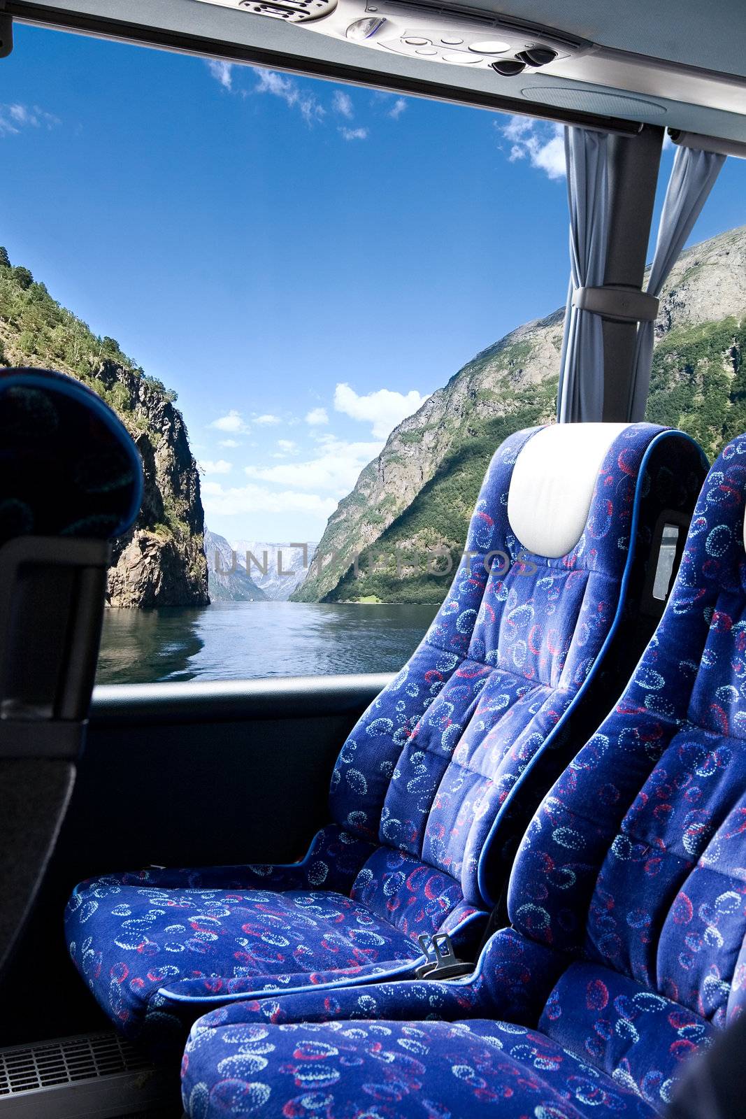 A fjord view from a bus