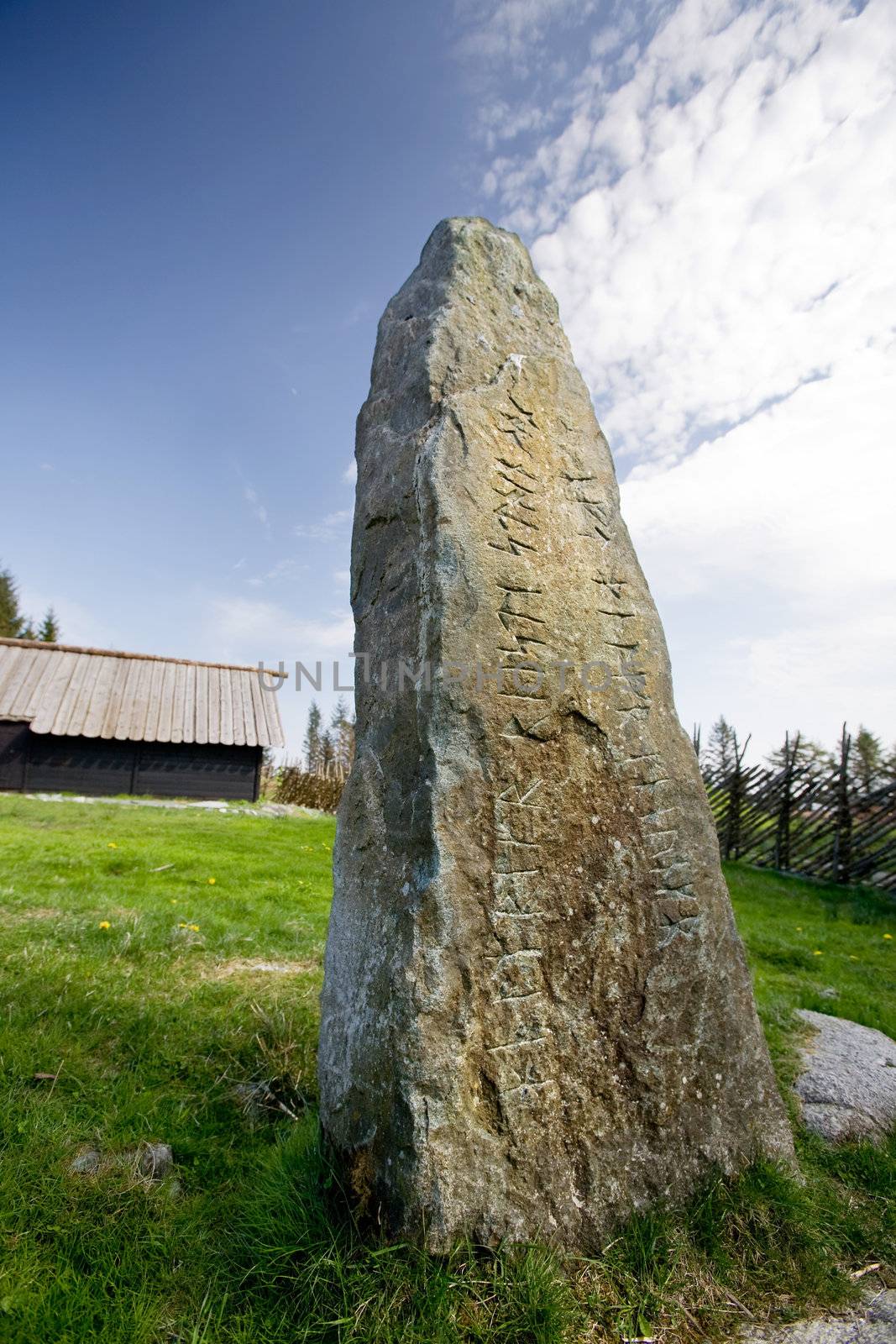 A viking stone landmark with ruins