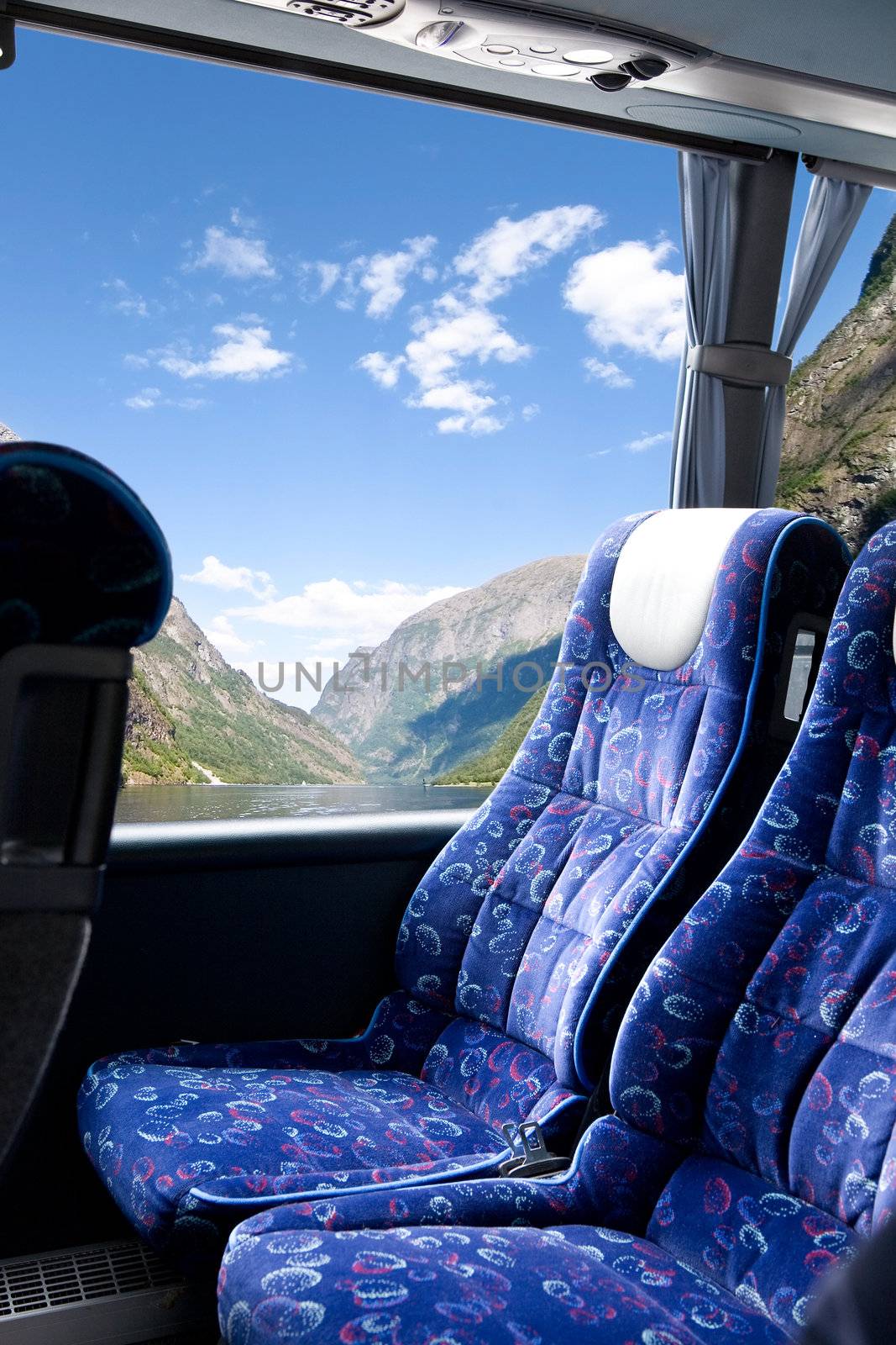 A fjord view from a bus
