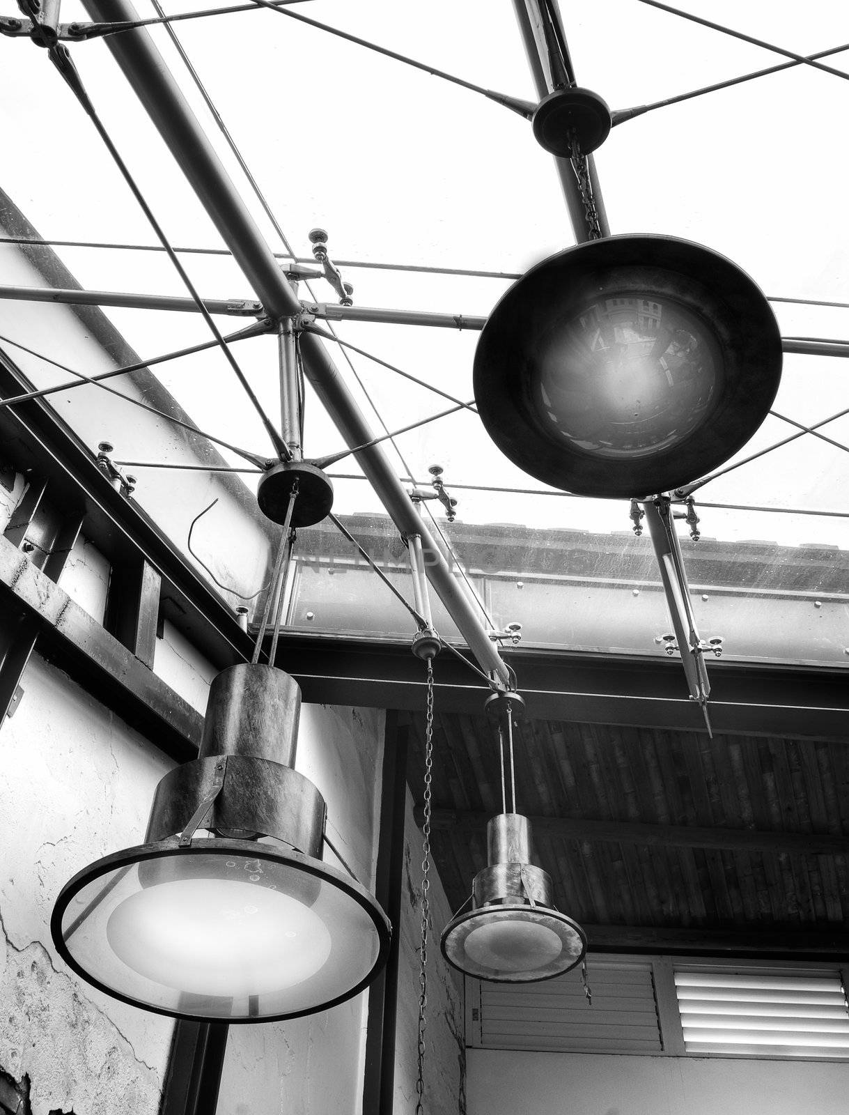 Abstract interior architecture of lamp with black and white tone.