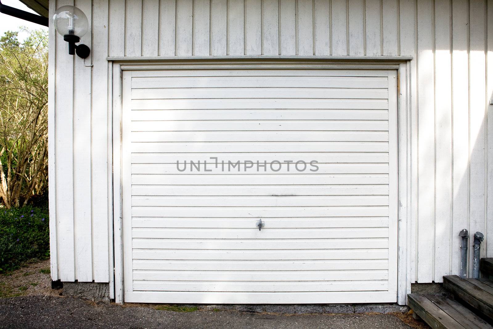 A white garage door abstract