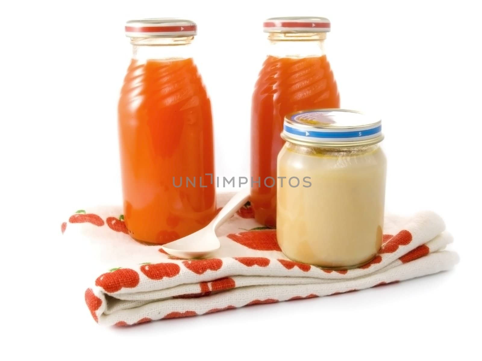 Close-up of baby food isolated on white background