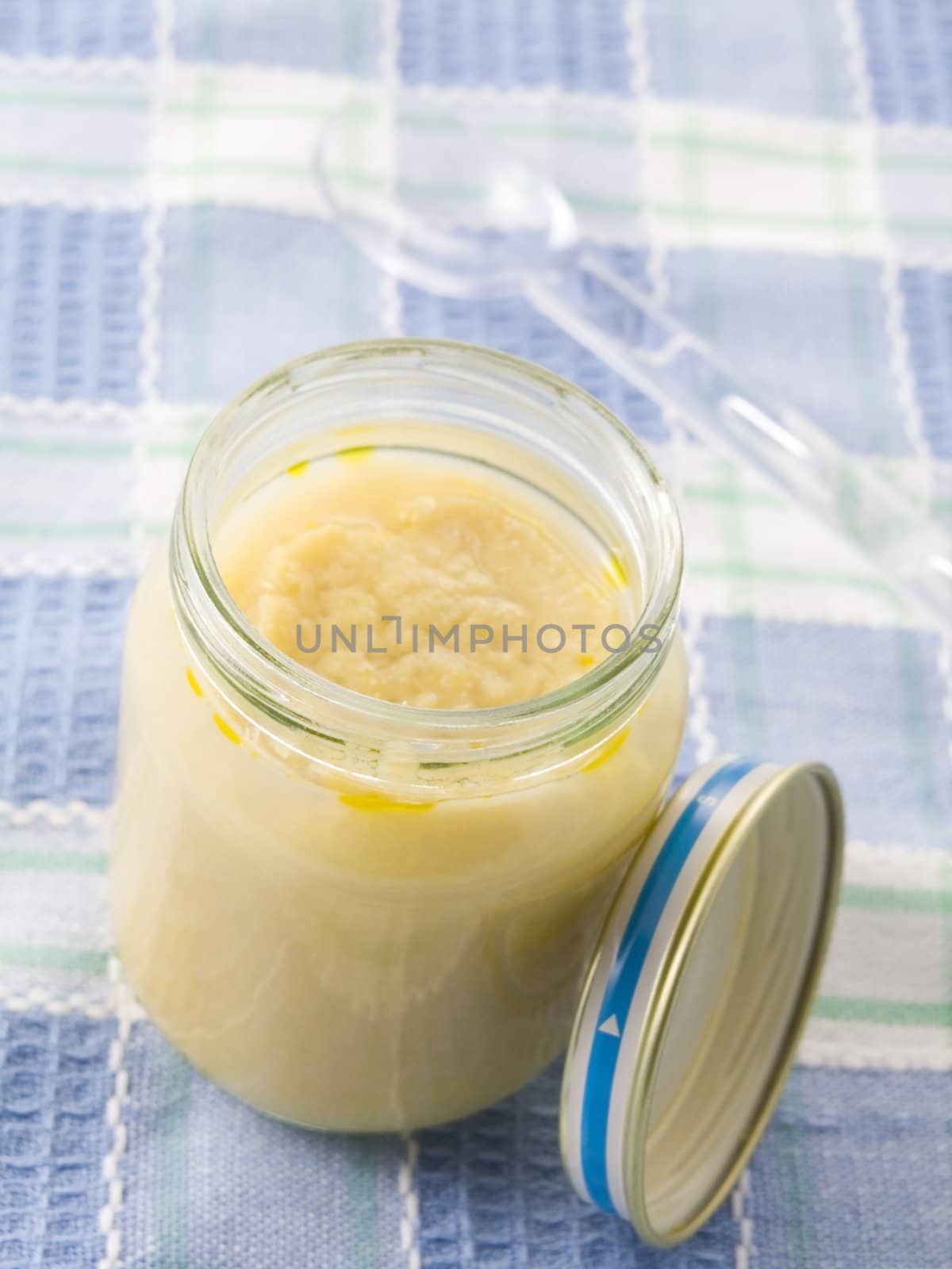 Close-up of baby food isolated on white background