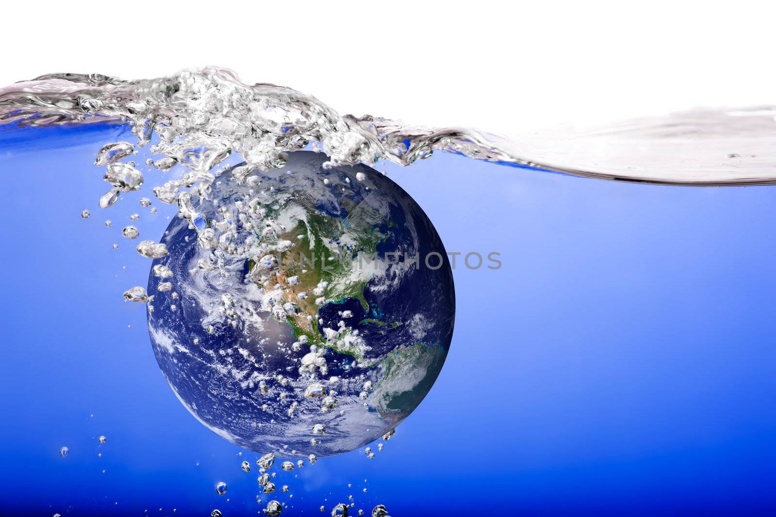 The world drowning in water and bubbles
