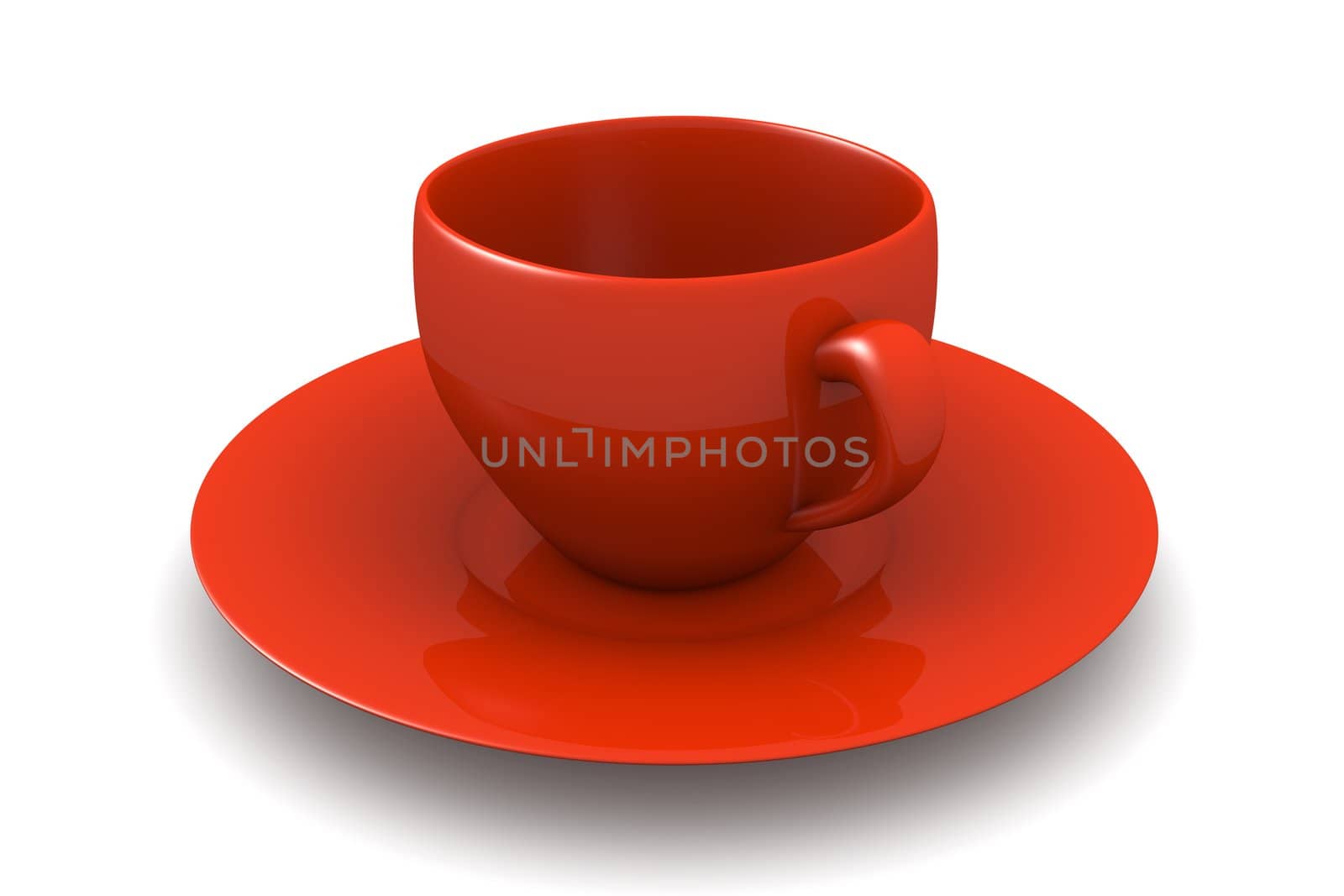 3D rendered Illustration. A red coffee or tea cup. Isolated on white.