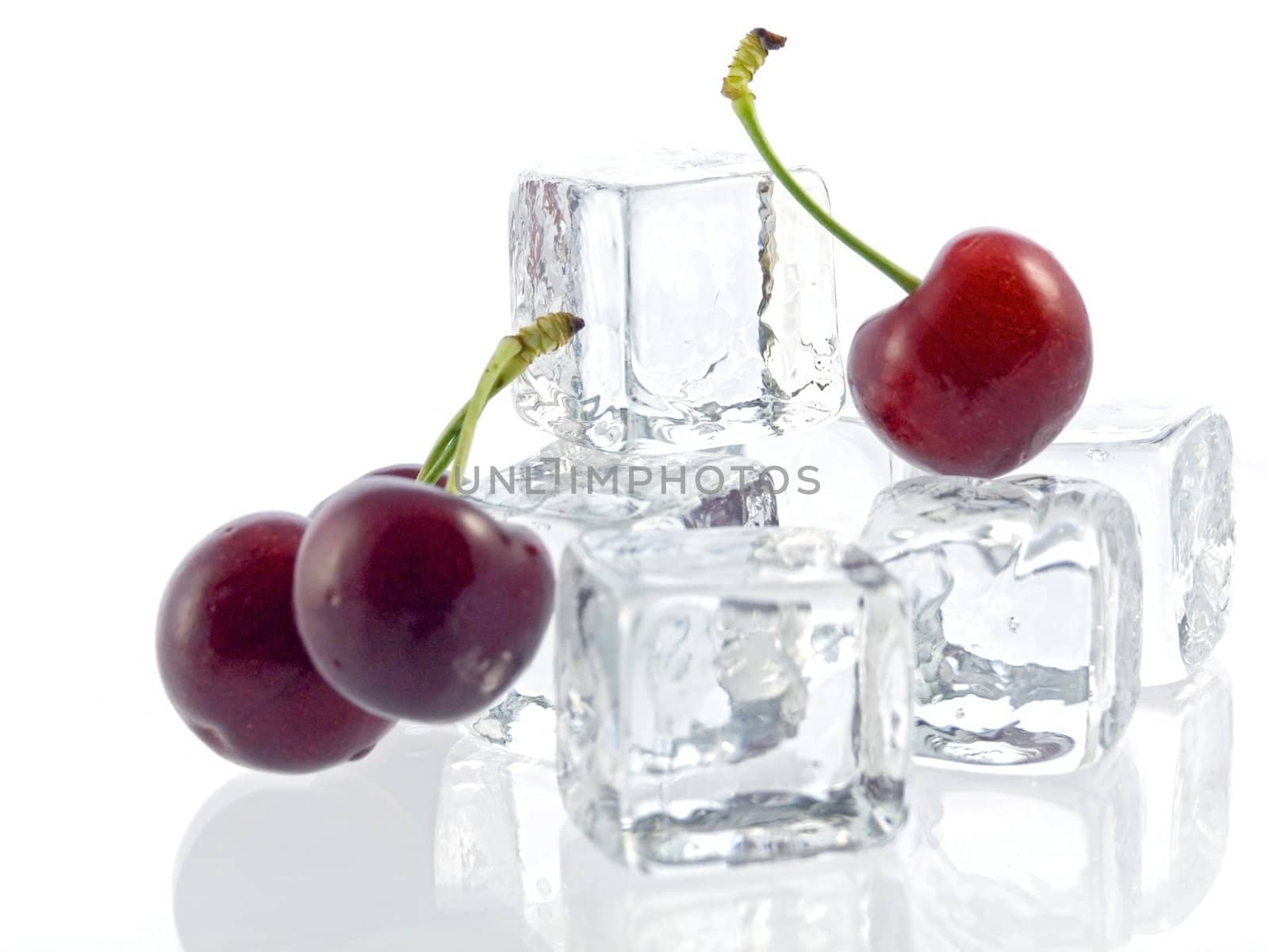 Close-up of sweet cherries isolated on white