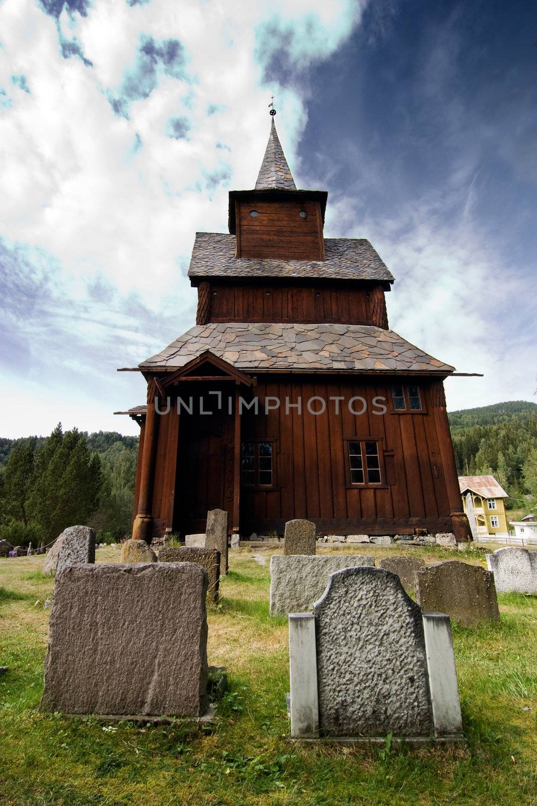 Old Stave Church by leaf