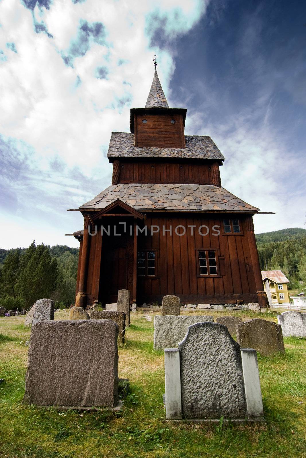 A stavechurch - stavkirke - in Norway located at Torpo built in the 13th century.