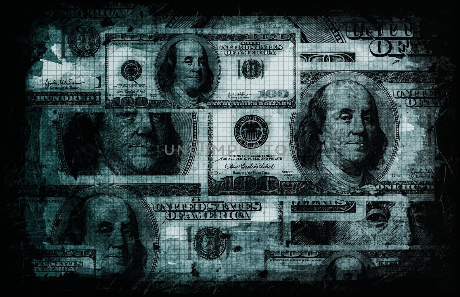 American US Dollars Currency Abstract in Blue