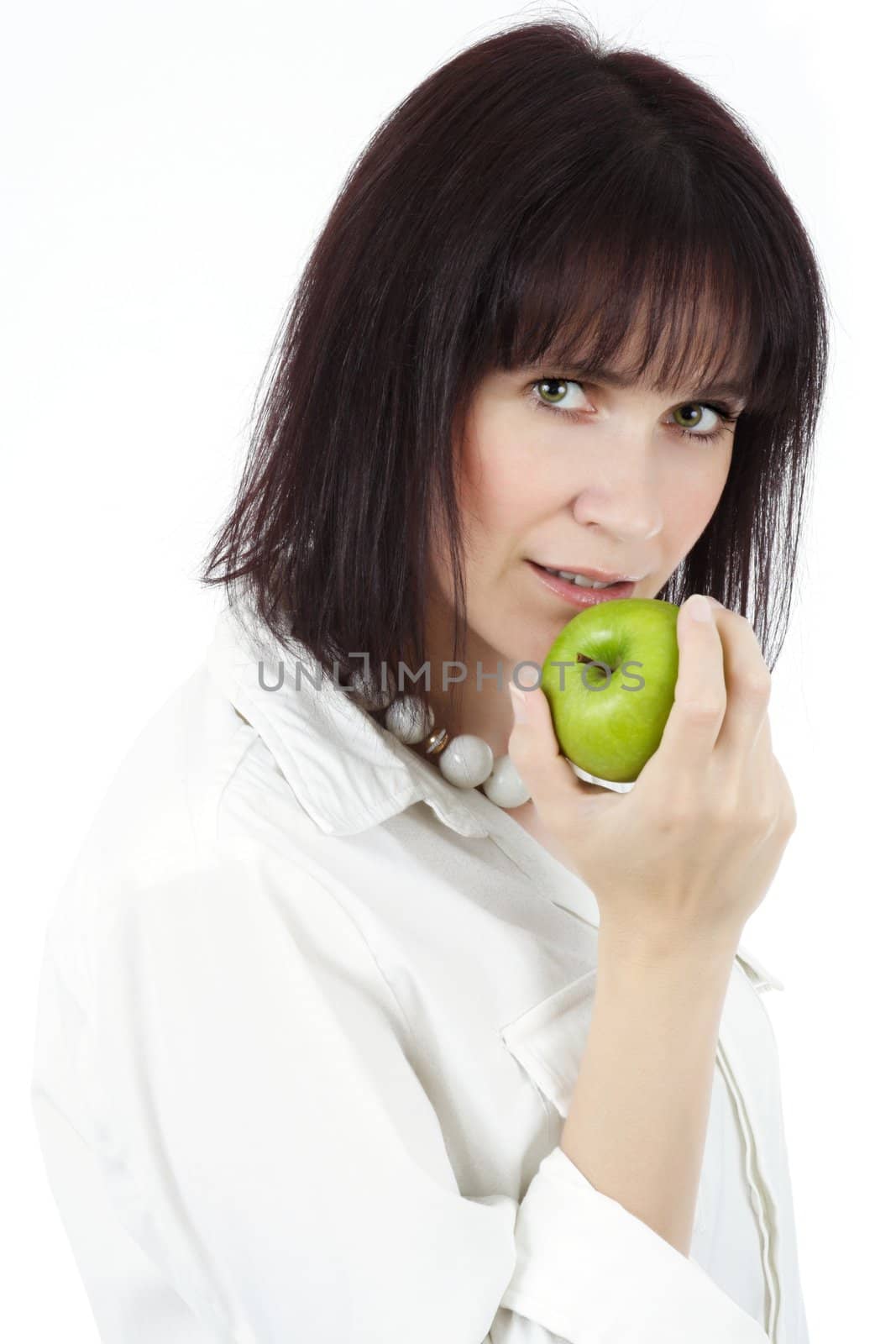 woman with green apple by lanalanglois