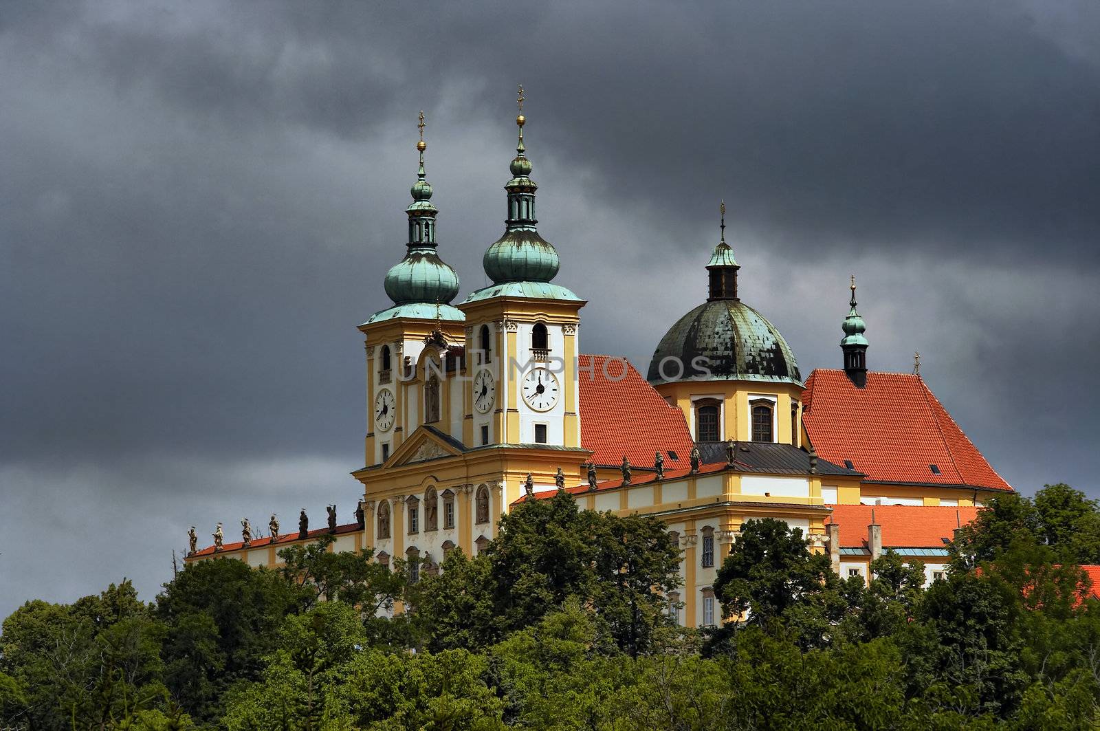 The Basilica Minor of the Visitation of the Virgin Mary on the Holy Hill near Olomouc city. Pilgrimage church (holy shrine). Built 1669-79. Architect - Giovanni Pietro Tencalla. In 1995 - visitation of pope John Paul II.
Czech republic, Europe.