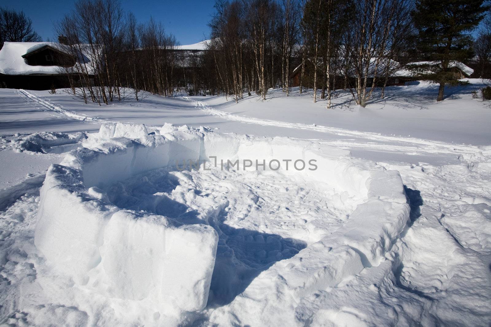 A half built igloo