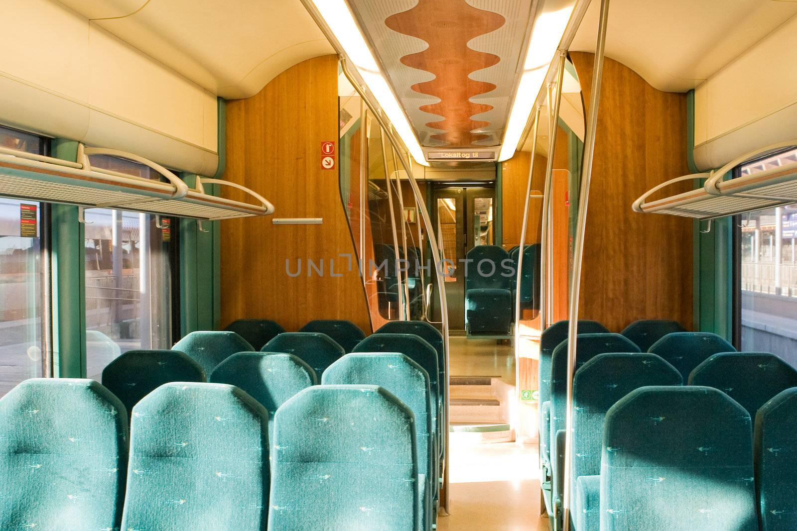 An empty train interior